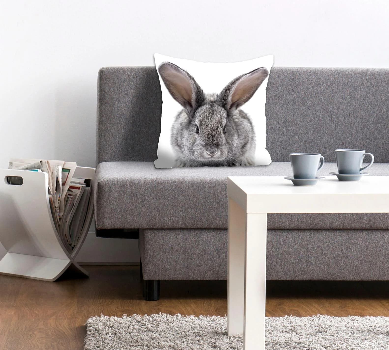 QUEENCE Dekokissen Sixten Grau Bedruckt Polyester Kissenhülle
