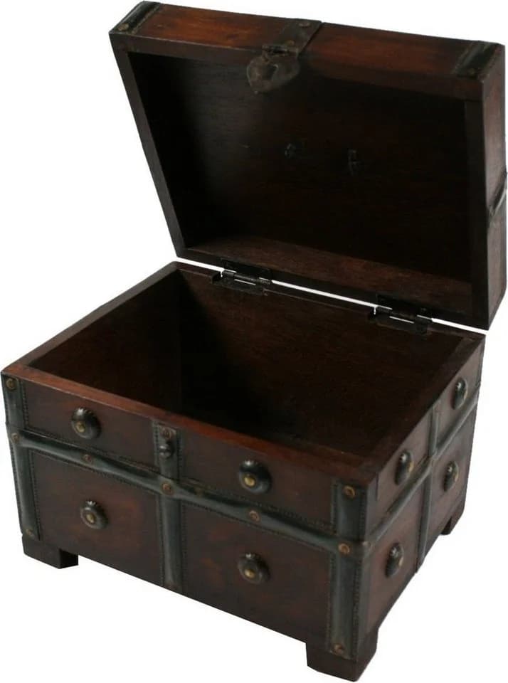 Guru-Shop Aufbewahrungsdose Kleine Schatztruhe Braun Holz