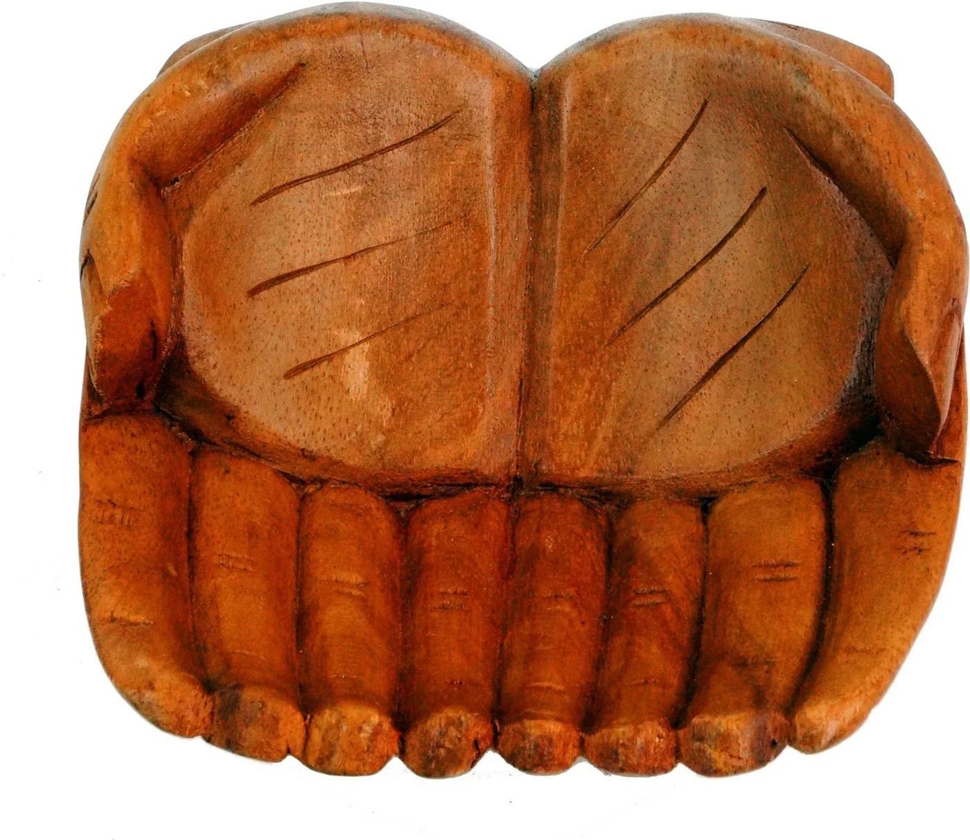 Guru-Shop Dekoschale Geschnitzte Hände Holzschale Braun