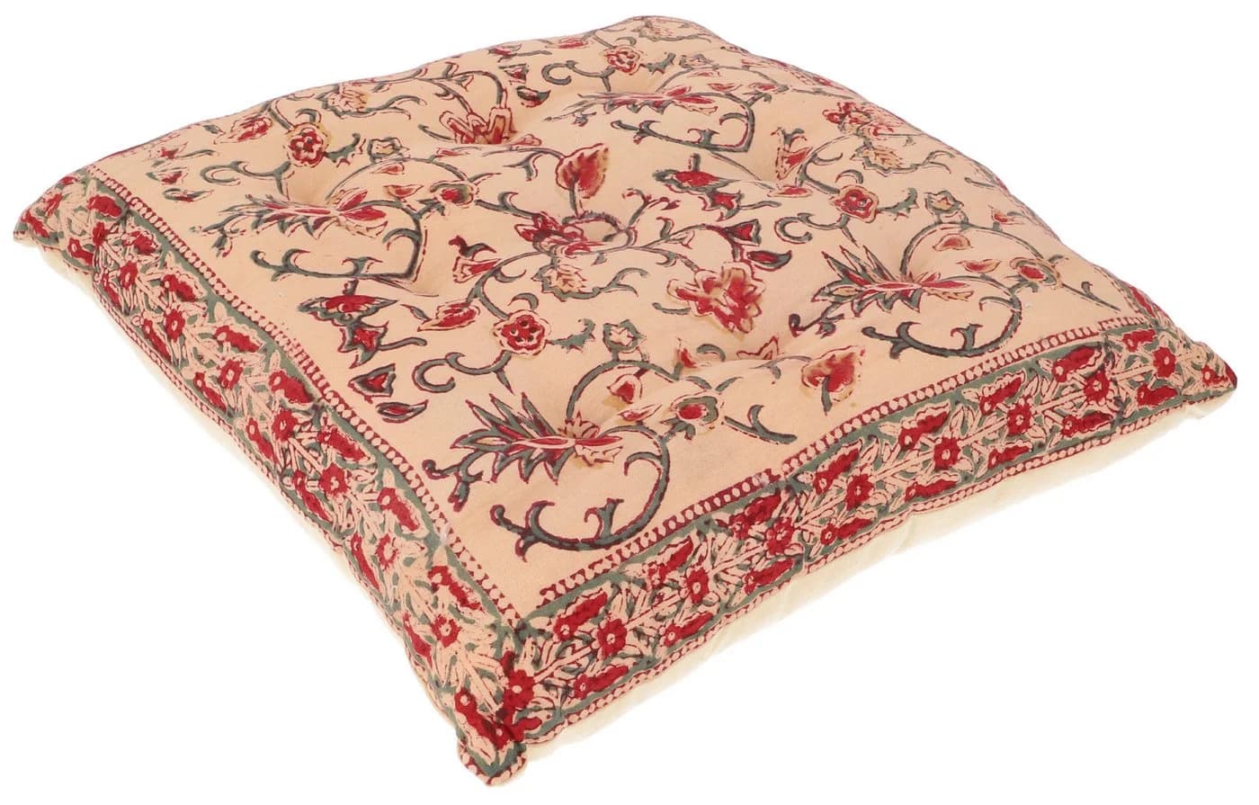 Guru-Shop Steppkissen Blockdruck 40x40 cm Gelb/Grün