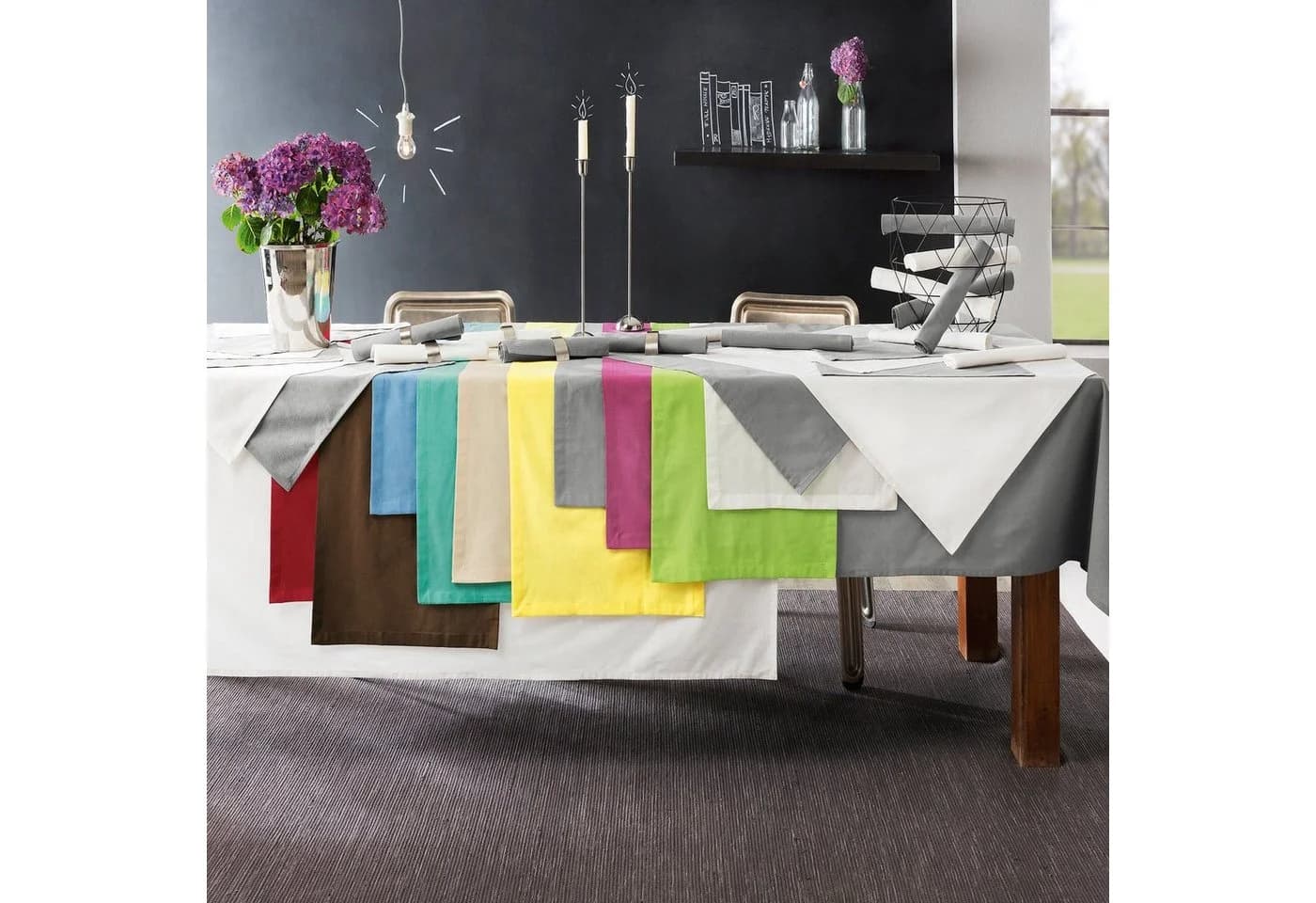 REDBEST Tischdecke "Seattle" Grau 100% Baumwolle Uni