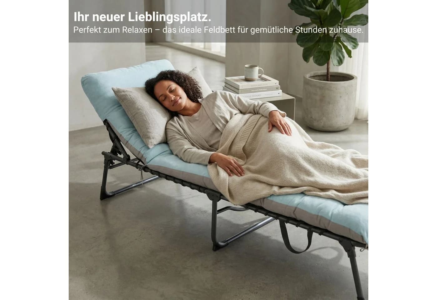 NovaTerra Campingliege Klappbar mit Matratze Steinblau/Steingrau