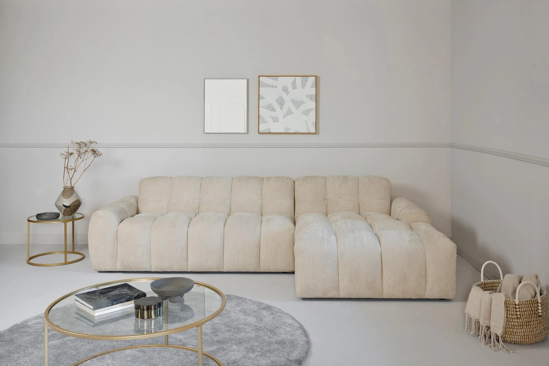 Ecksofa JAHNKE RELAX BUBBLE CORNER Beige Taschenfederkernpolsterung