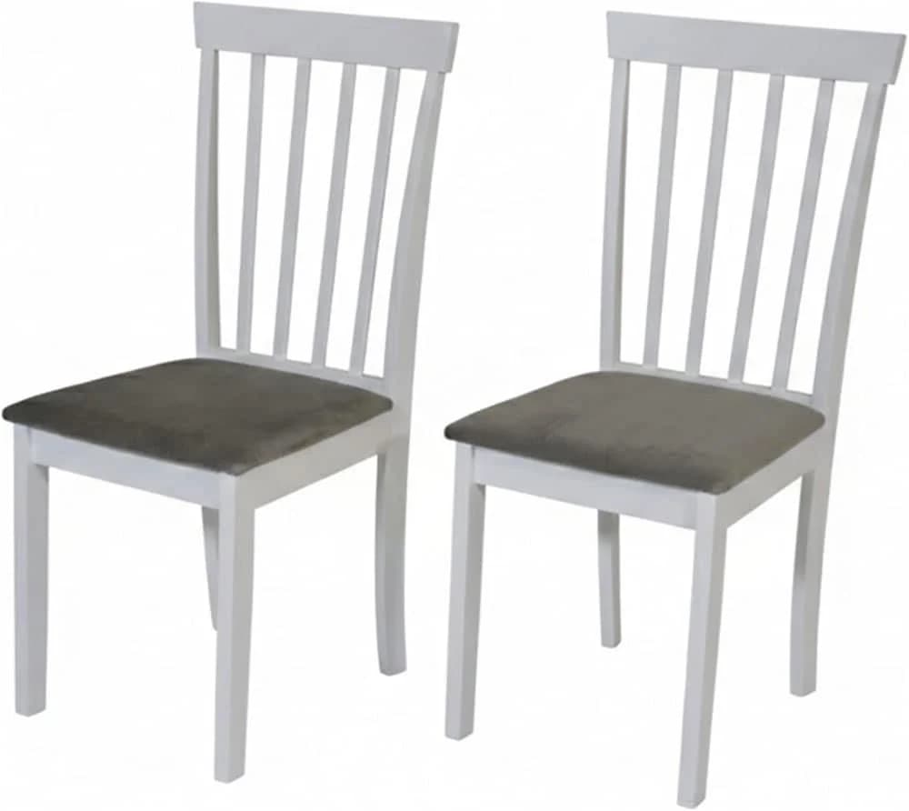 JAHNKE Esszimmerstuhl LITE SIT DUO 2er Set Weiß/Silbergrau Massivholz