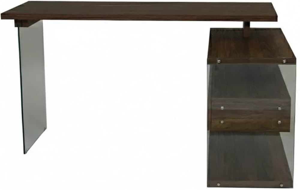 JAHNKE Eckschreibtisch LUX C 15 E Walnuss Glas