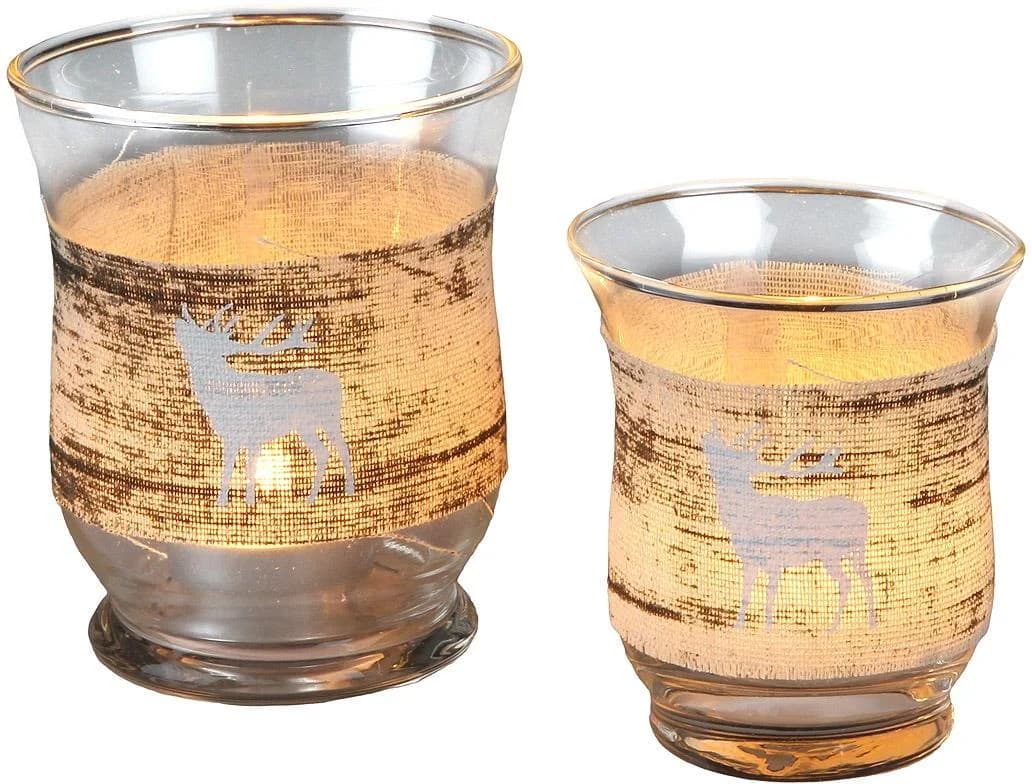 AMBIENTE HAUS Teelichthalter Braun Glas Weihnachtsdeko