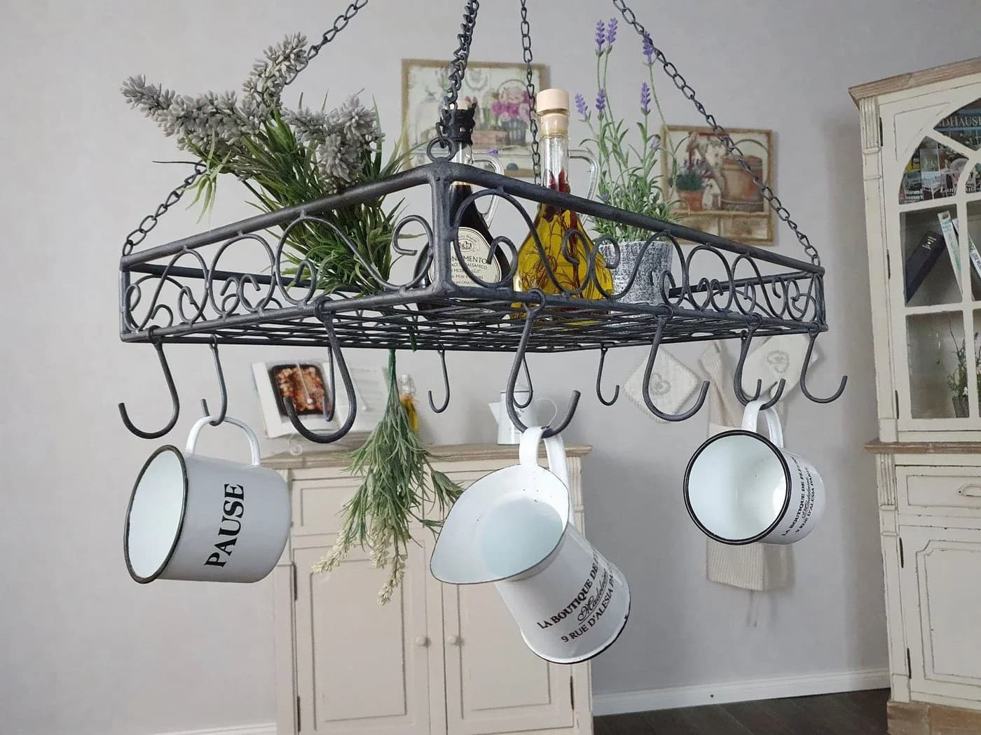 AMBIENTE HAUS Hängekorb Topfhänger Grau Eisen 12 Haken