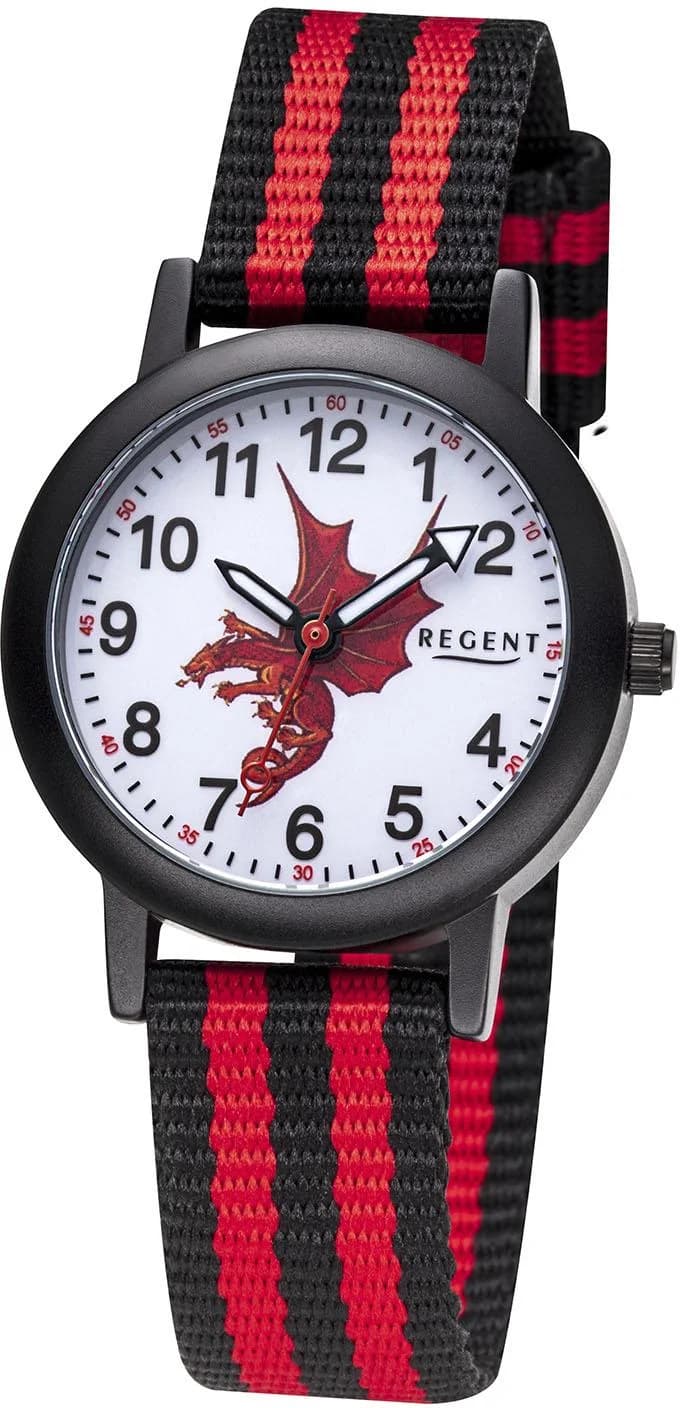 Quarzuhr REGENT Kinder schwarz-rot Lernuhr
