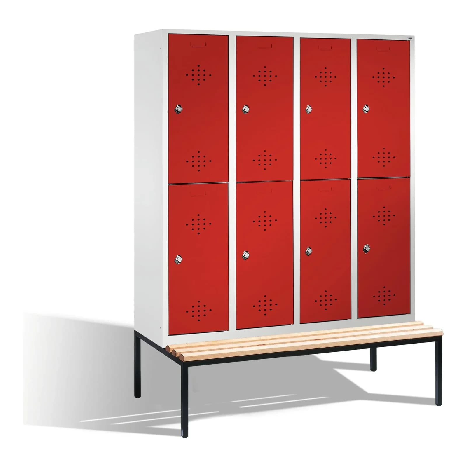C+P Doppelstockspind Classic mit Sitzbank 8 Fächer Rubinrot