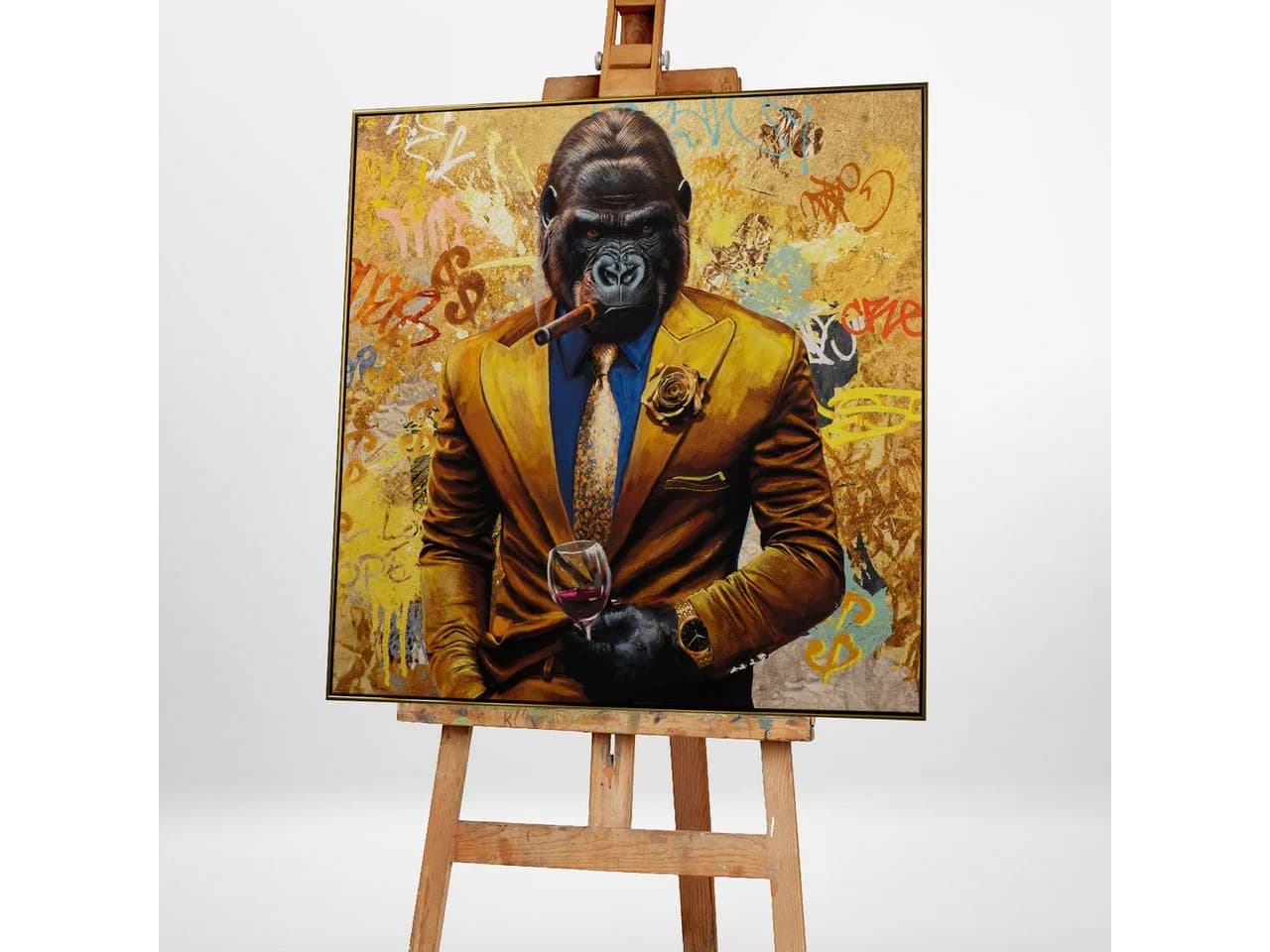 ArtUniverse Gemälde Gentleman Style 102,5x102,5 cm Stylischer Gorilla