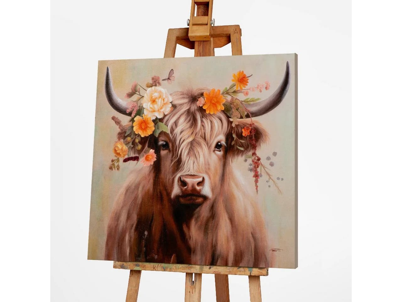ArtUniverse Leinwandbild Lovley Linda Beige Tiermotiv