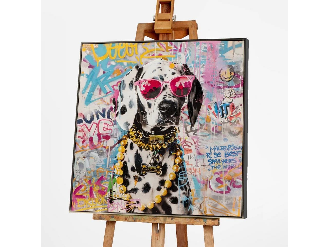 ArtUniverse Leinwandbild Make Your Life Pink Dalmatian! Bunt