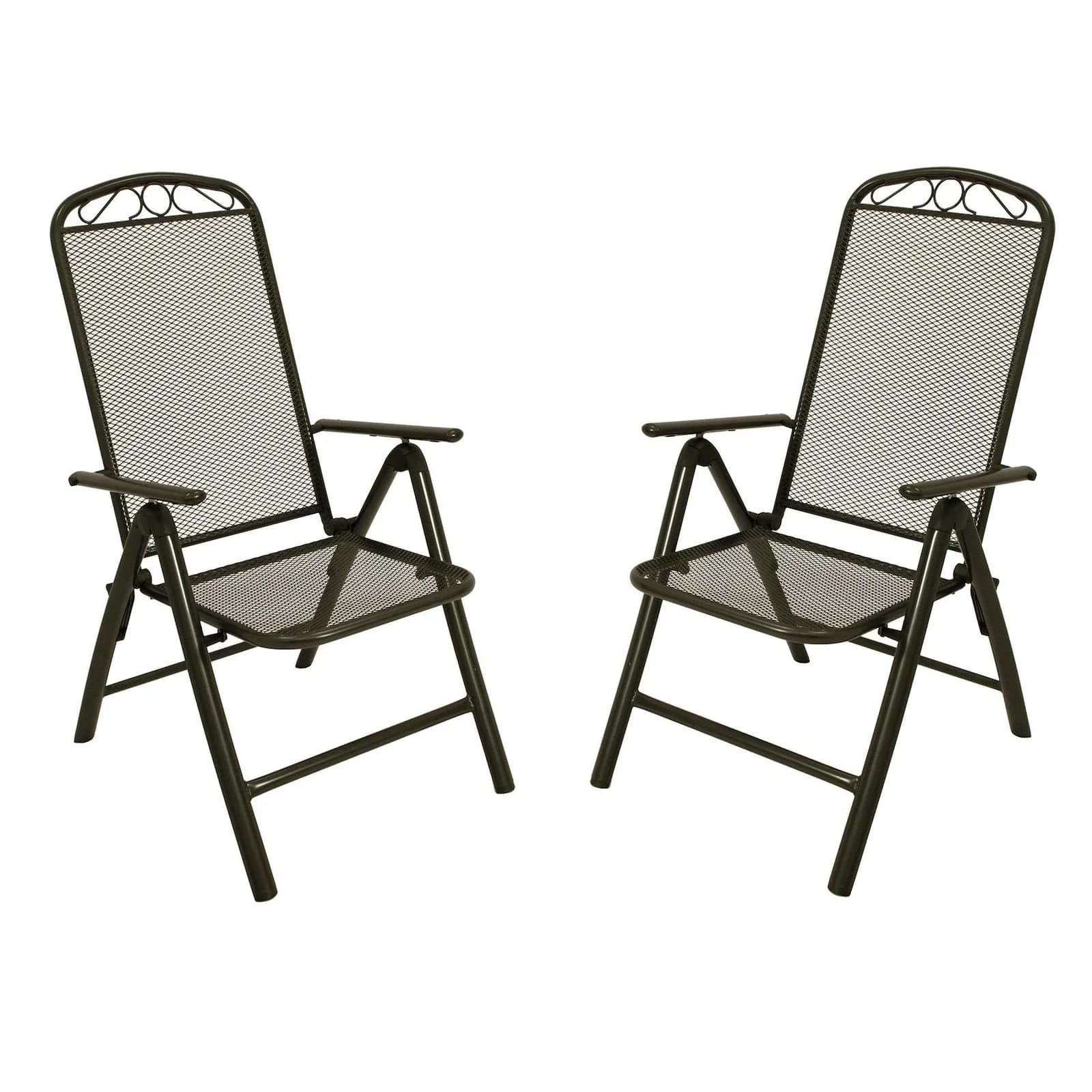 DEGAMO Gartensessel CLASSIC 2-er Set Anthrazit Klappbar Verstellbar