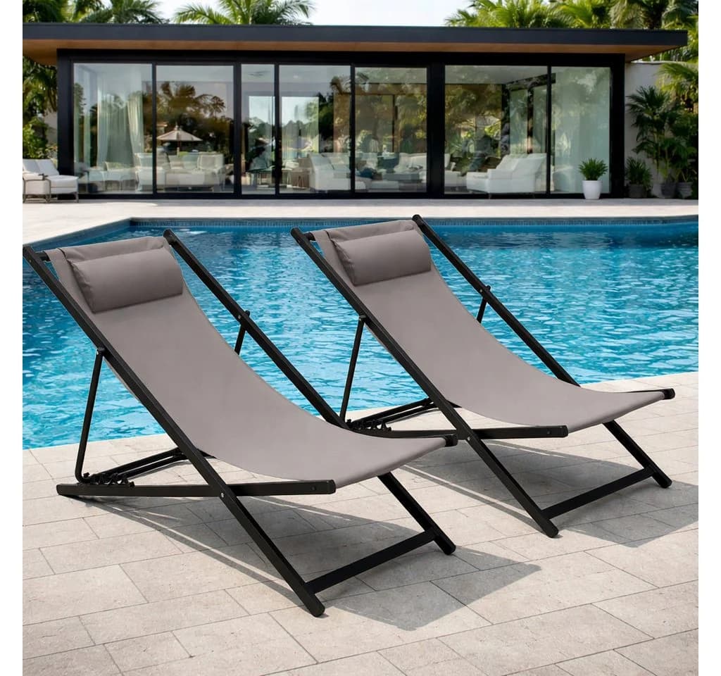 DEGAMO Gartenliege IBIZA 2er Set Aluminium anthrazit grau faltbar