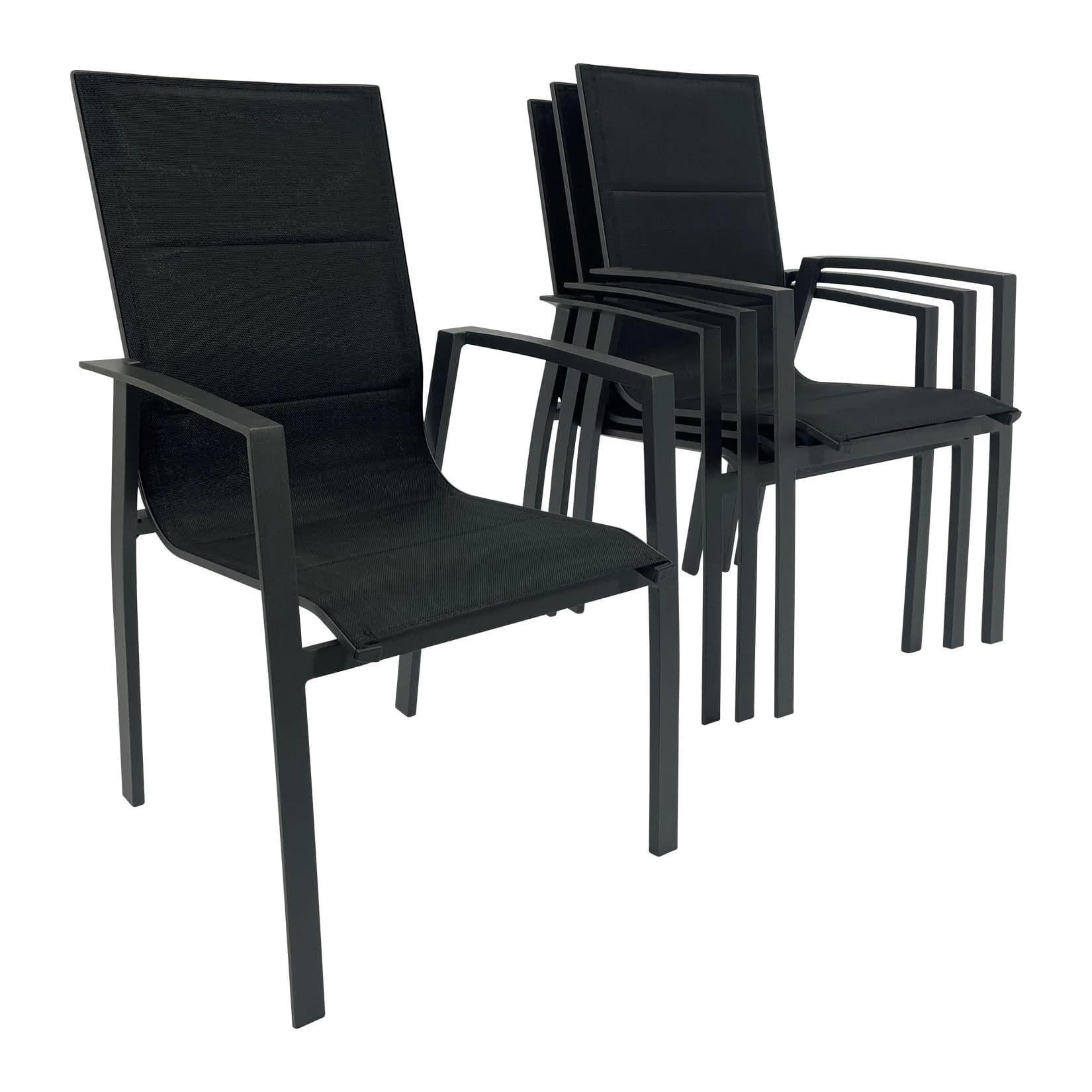DEGAMO Stapelsessel FARO Aluminium Anthrazit Schwarz 4 Stück