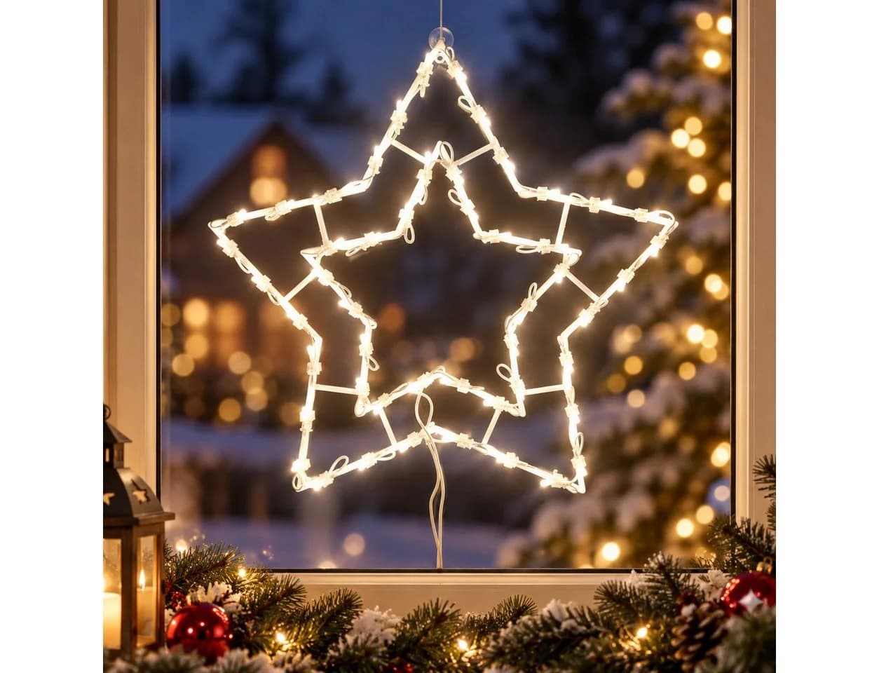 DEGAMO Beleuchtetes Fensterbild STERN 50 LED weiss