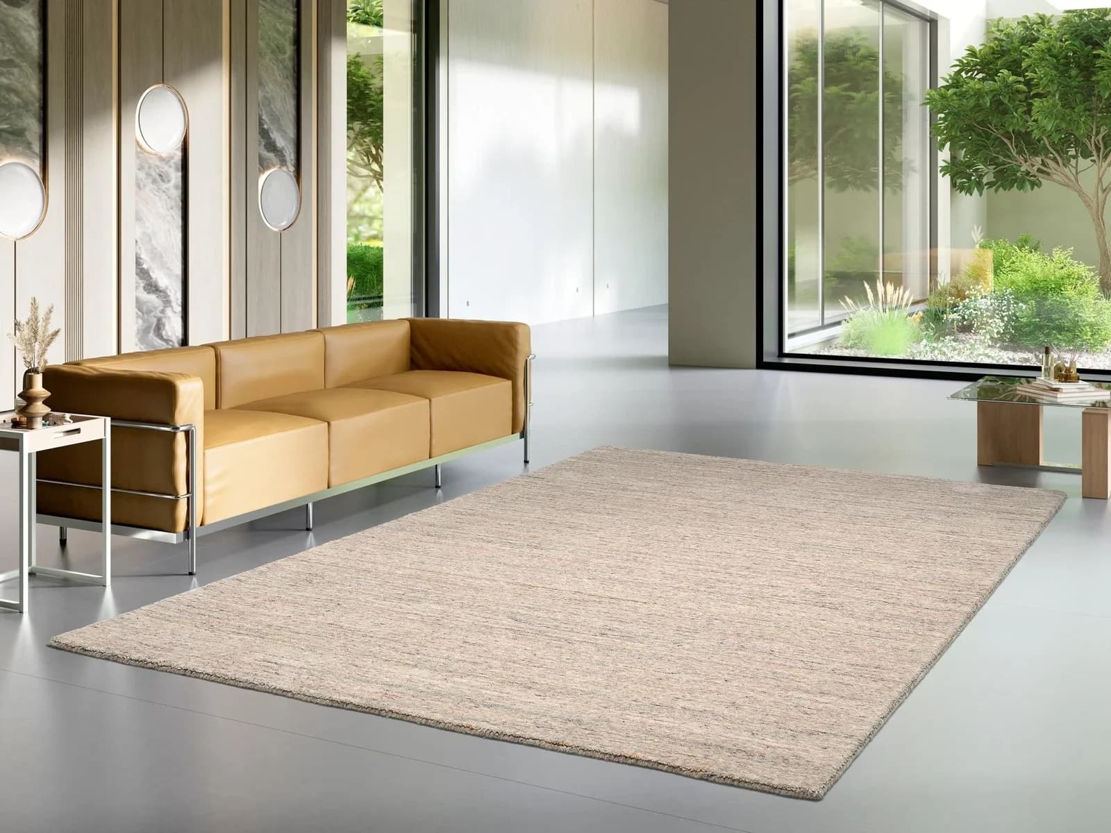 OCI Teppich HAPINOA Beige Braun Handgewebt Schurwolle