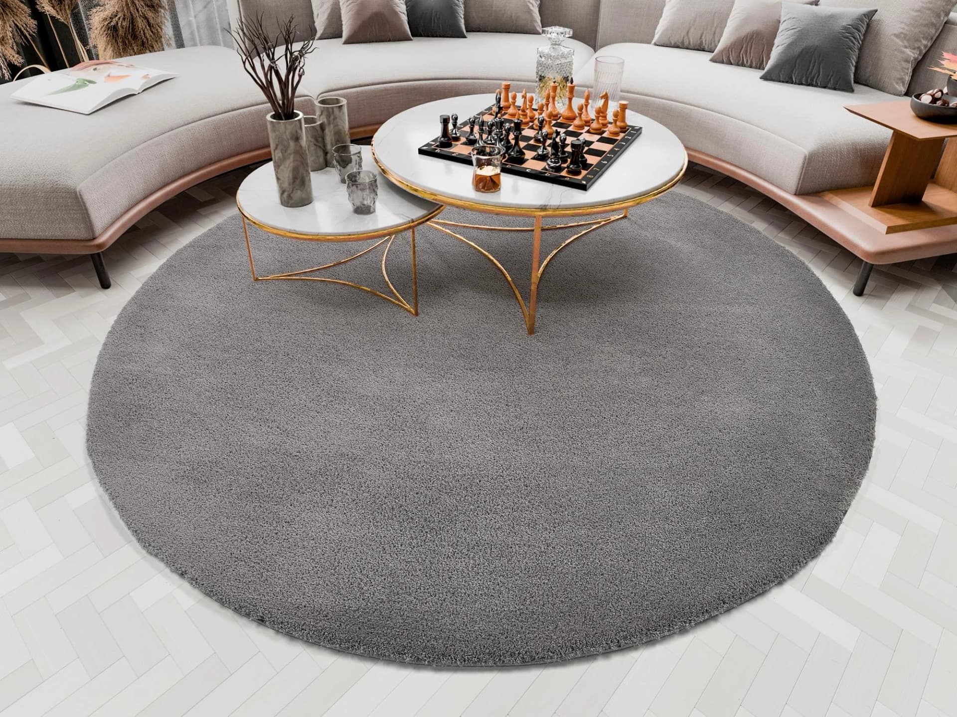 OCI Hochflor-Teppich Soft Dream Grau Rund 160cm