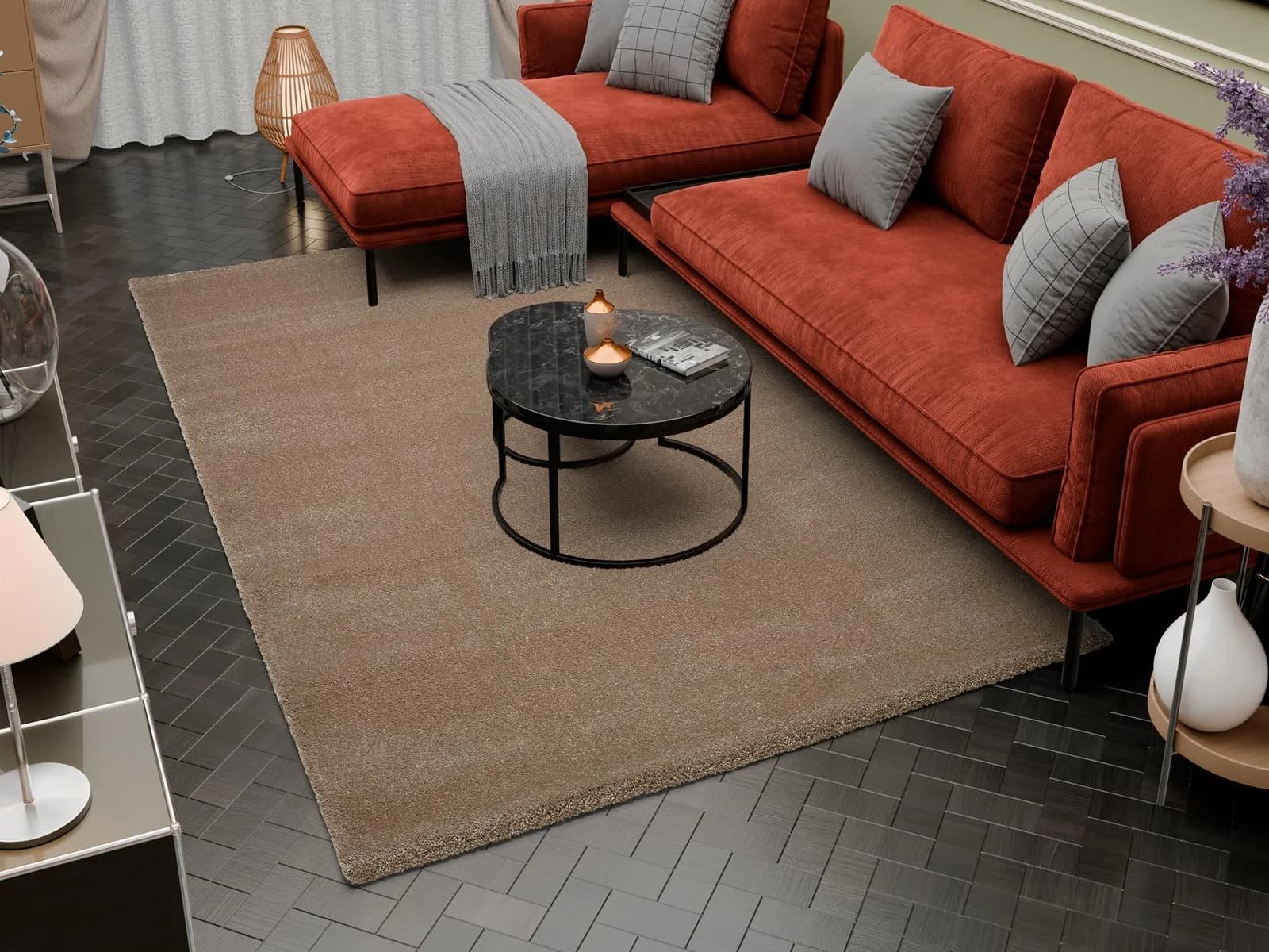 OCI Teppich KOMFORT Uni Beige Polypropylen Hochflor