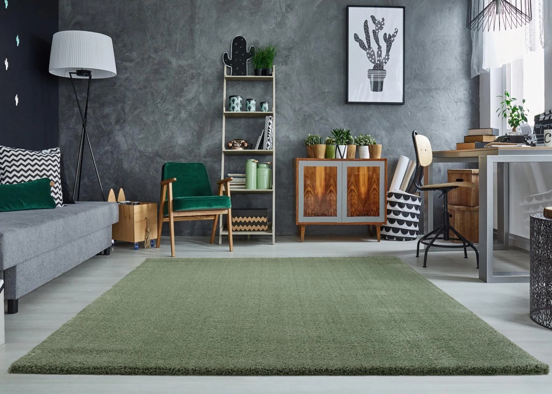 OCI Hochflor-Teppich Soft Dream Olivgrün 160x230cm