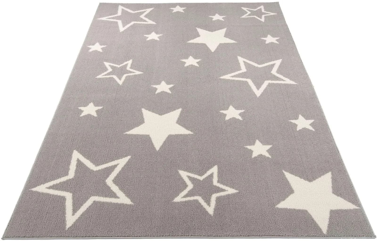 OCI KIDDY STAR Kinderteppich Grau 65x130cm Polyester Kurzflor