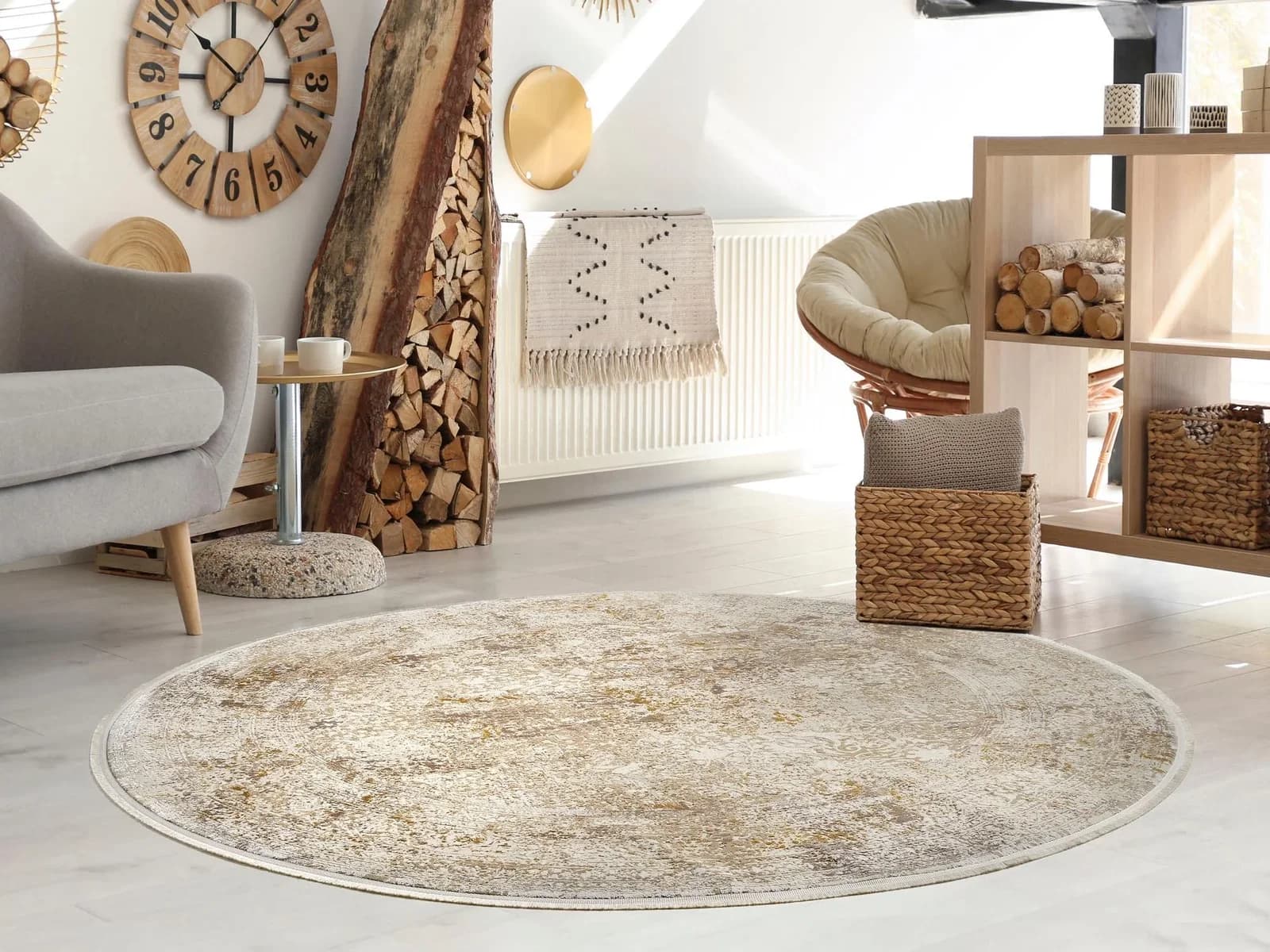 OCI Teppich BESTELLER CAVA Beige/Gold Vintage 3D-Effekt
