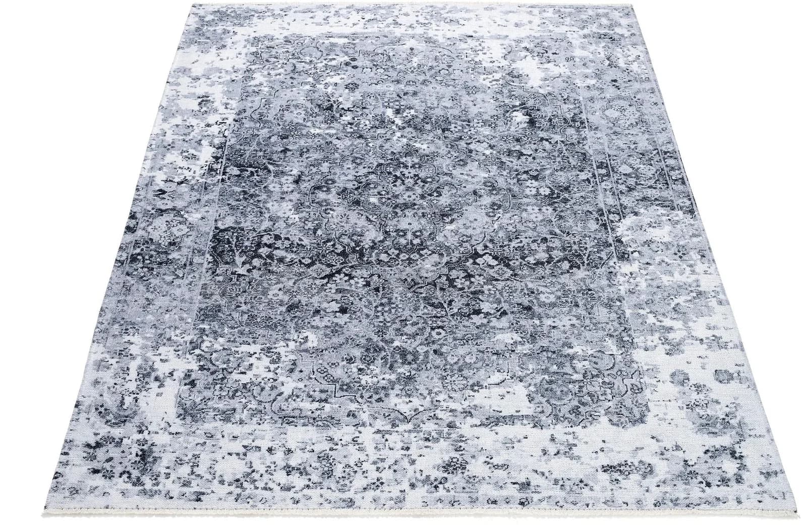 GALLERY M Teppich AMICA Silber Vintage Geometrisch Kurzflor
