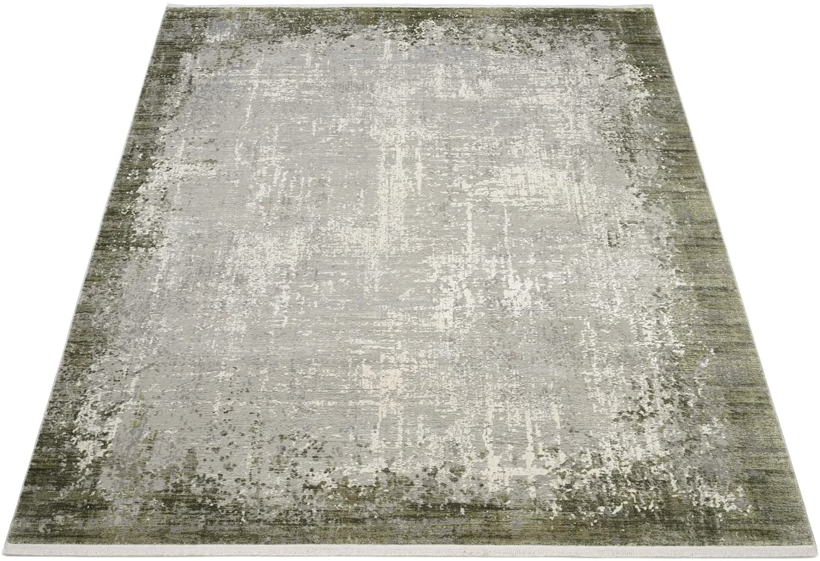 WK Wohnen BORDER Teppich Grau/Grün 3D-Effekt