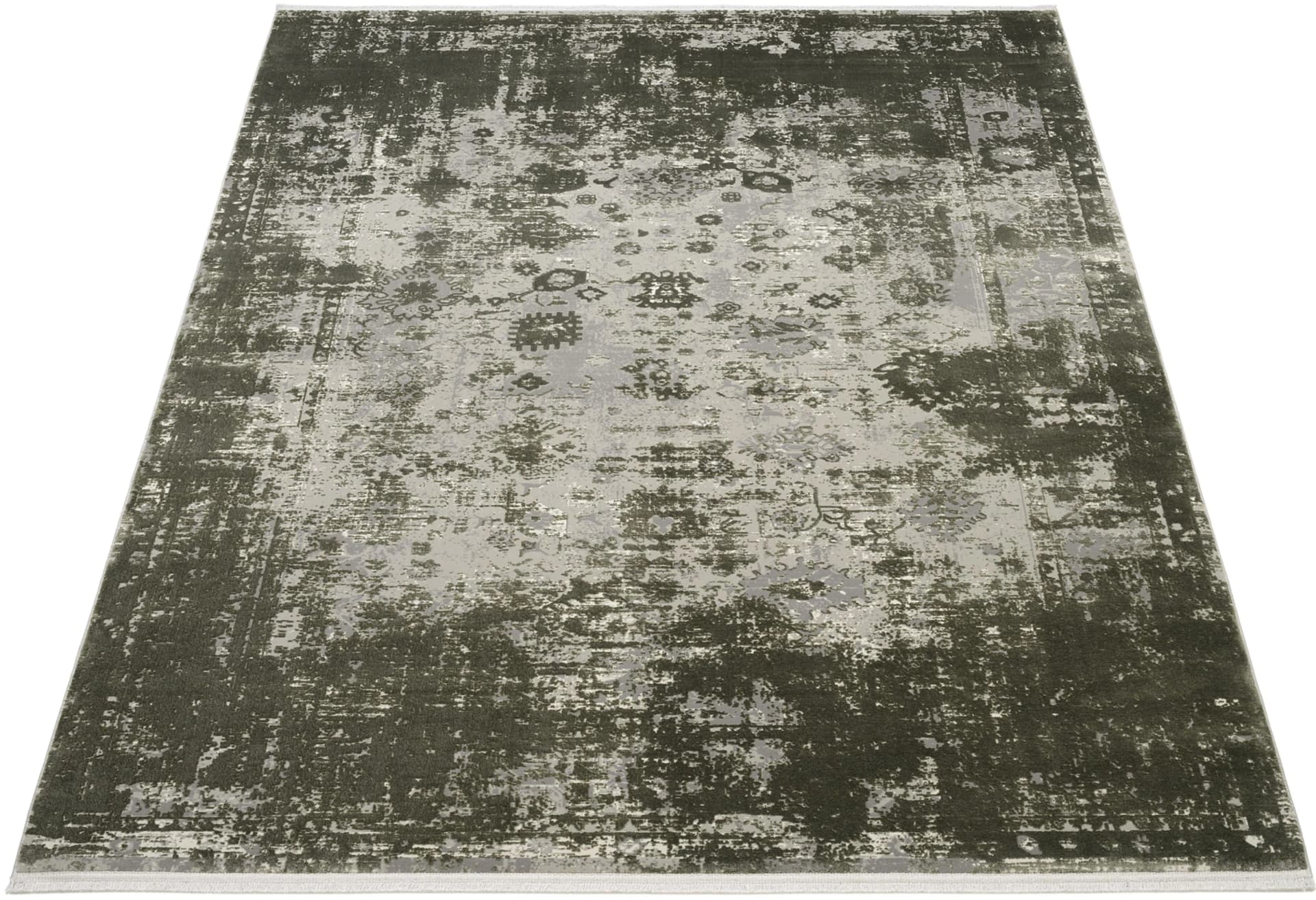 WK Wohnen GLAMOUR Teppich Grau/Grün 3D-Effekt