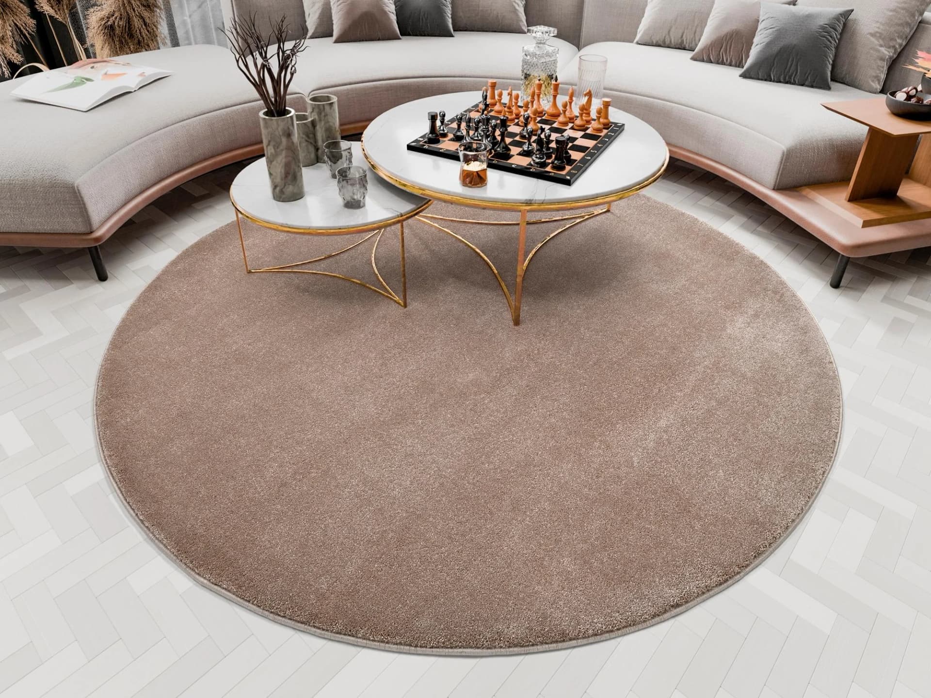 OCI Teppich Bellevue Beige Rund 120cm Polypropylen Hochflor