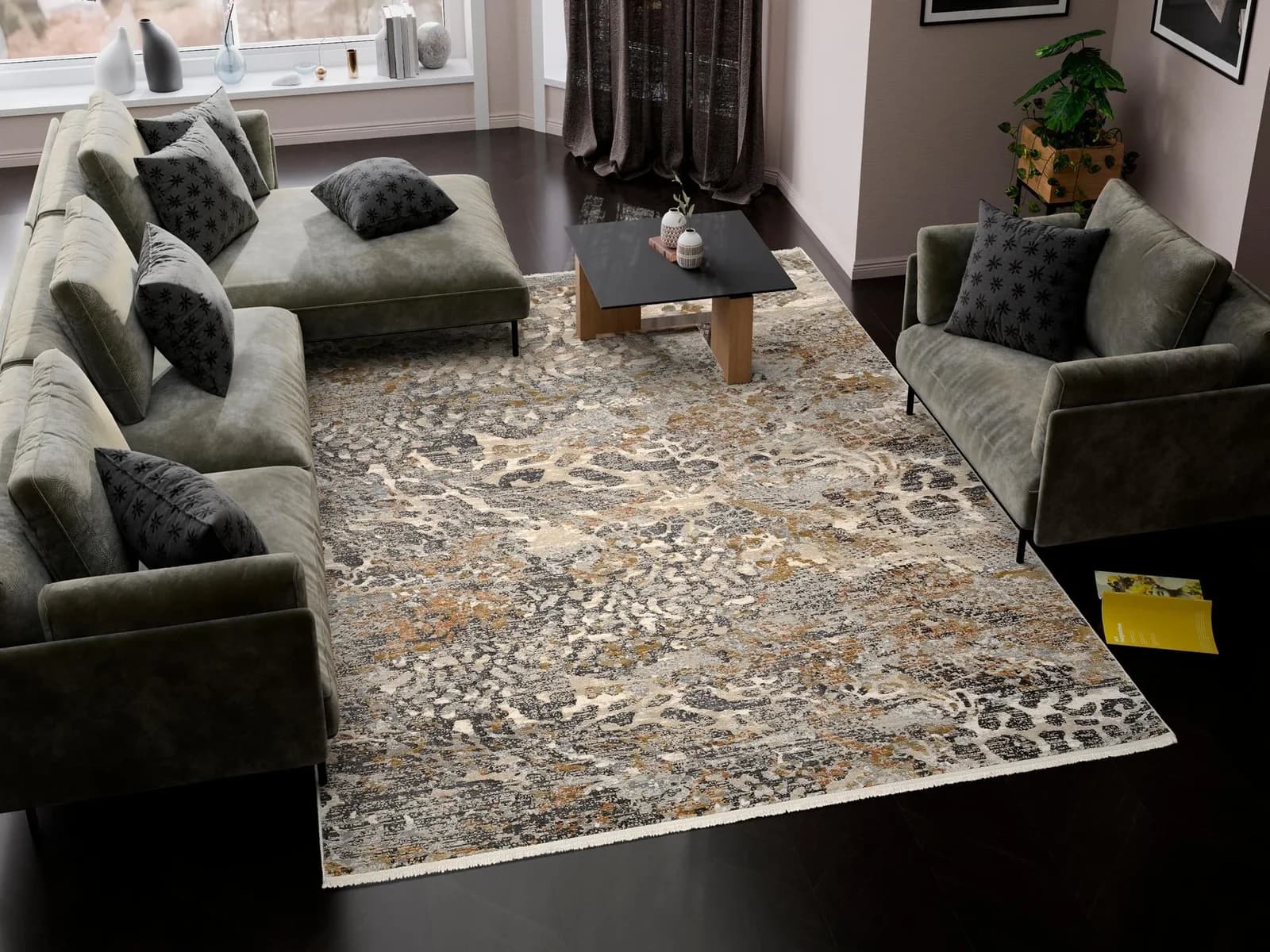OCI Designteppich Fluid Beige Braun Grau Viskose Polyacryl