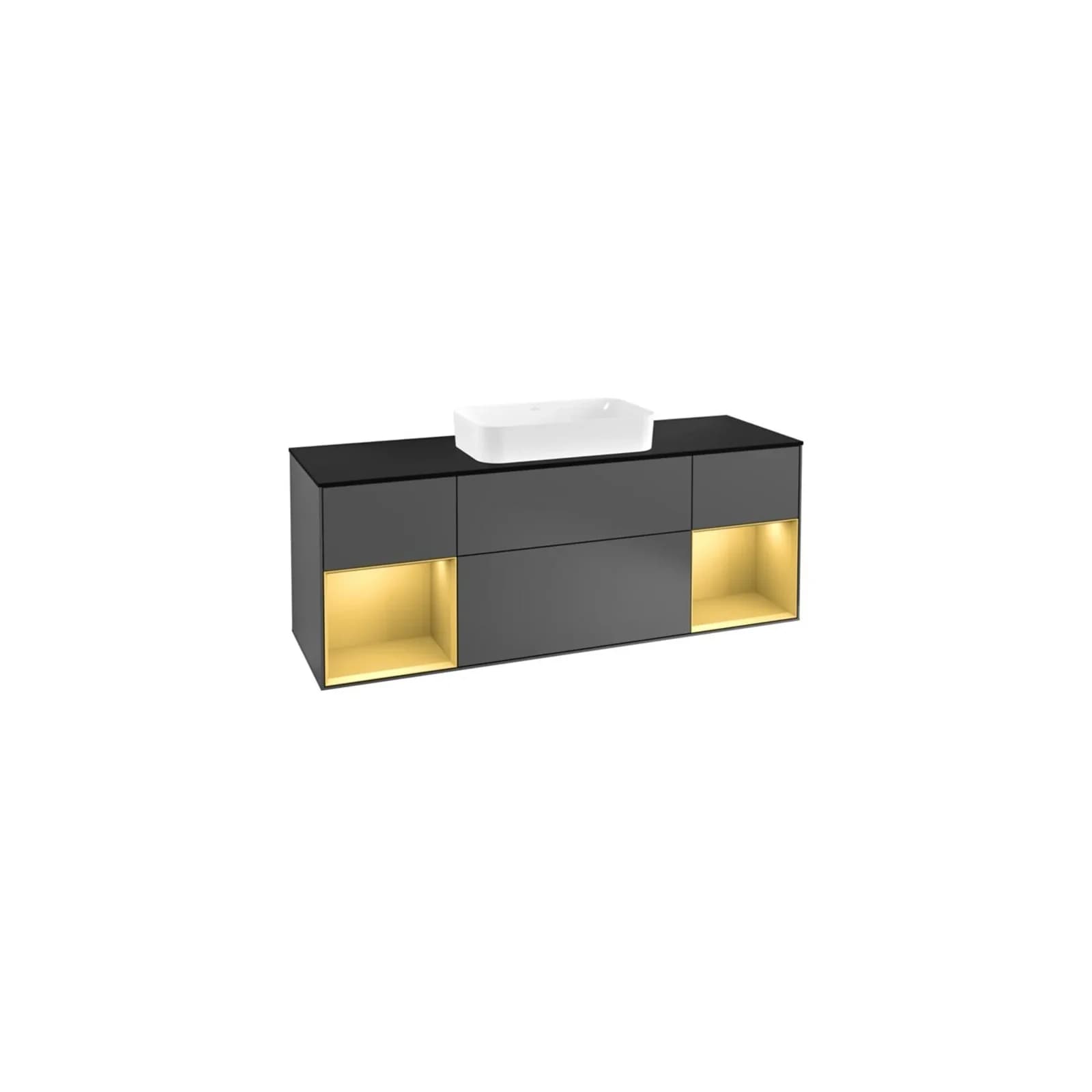 Villeroy & Boch Waschtischunterschrank Finion F33 1600x603x501mm Anthracite Matt Lacquer Gold Matt Lacquer