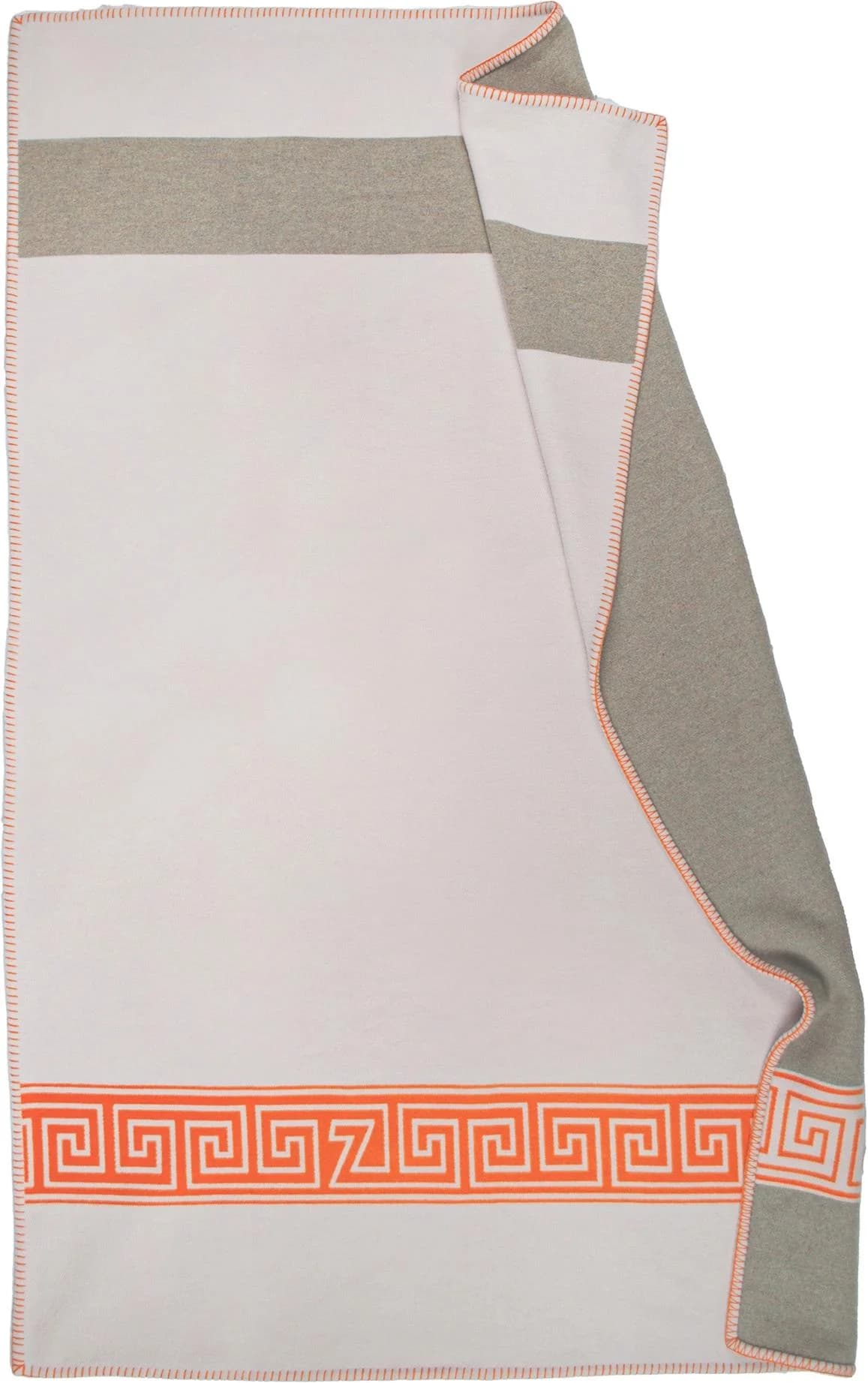 ZOEPPRITZ1828 Heritage Wohndecke Orange Grau 140x200 cm Kaschmir Wolle