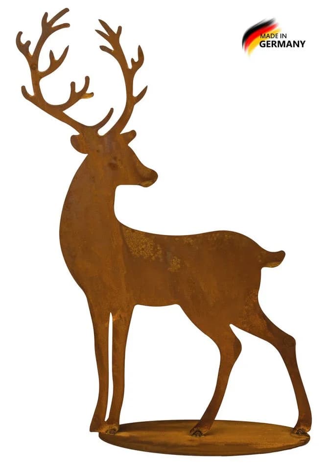 BADEKO Hirsch Leon Dekofigur Edelrost Hirsch Cortenstahl-Optik