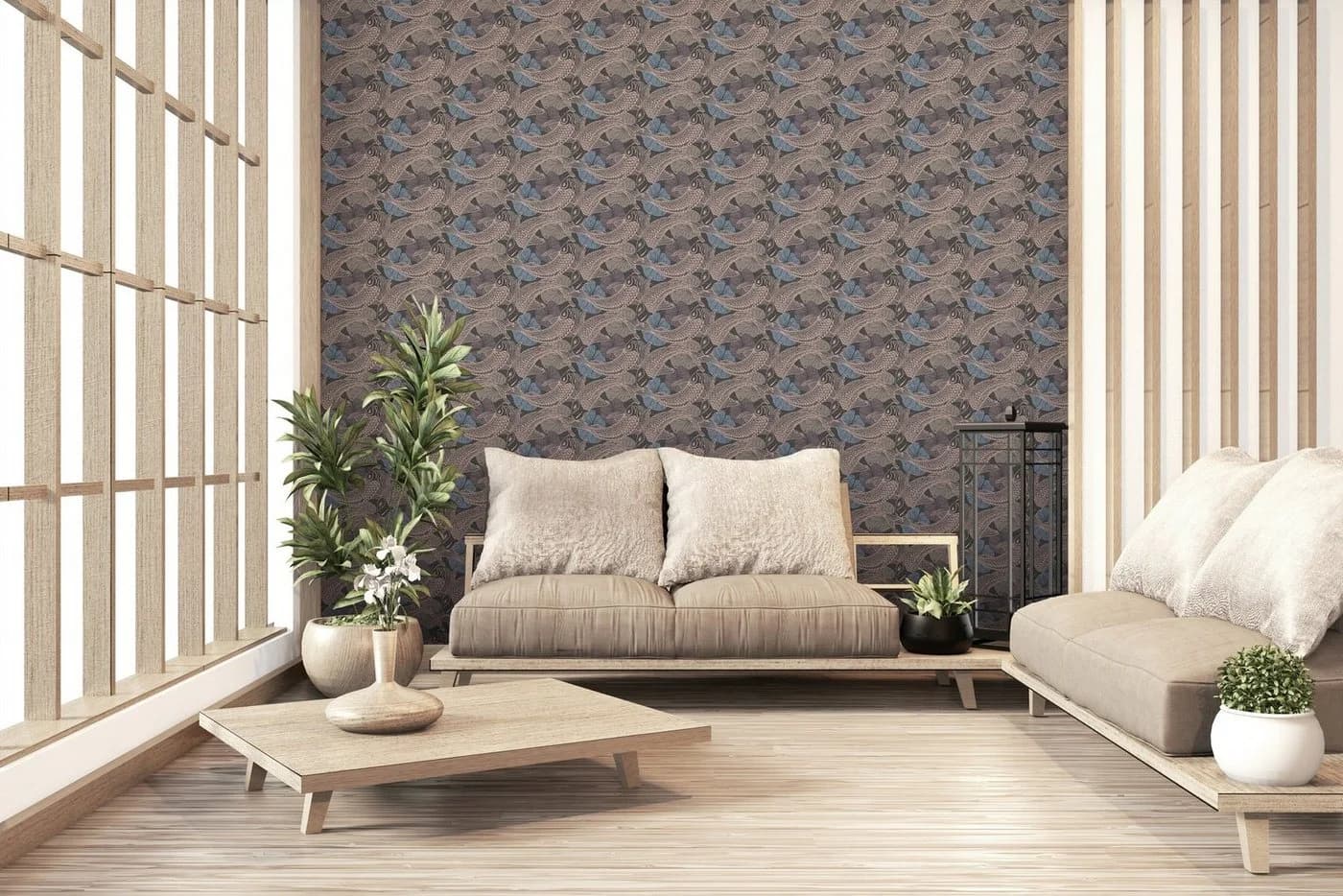 living walls Vliestapete Metropolitan Stories Koi Tokyo Blau/Braun