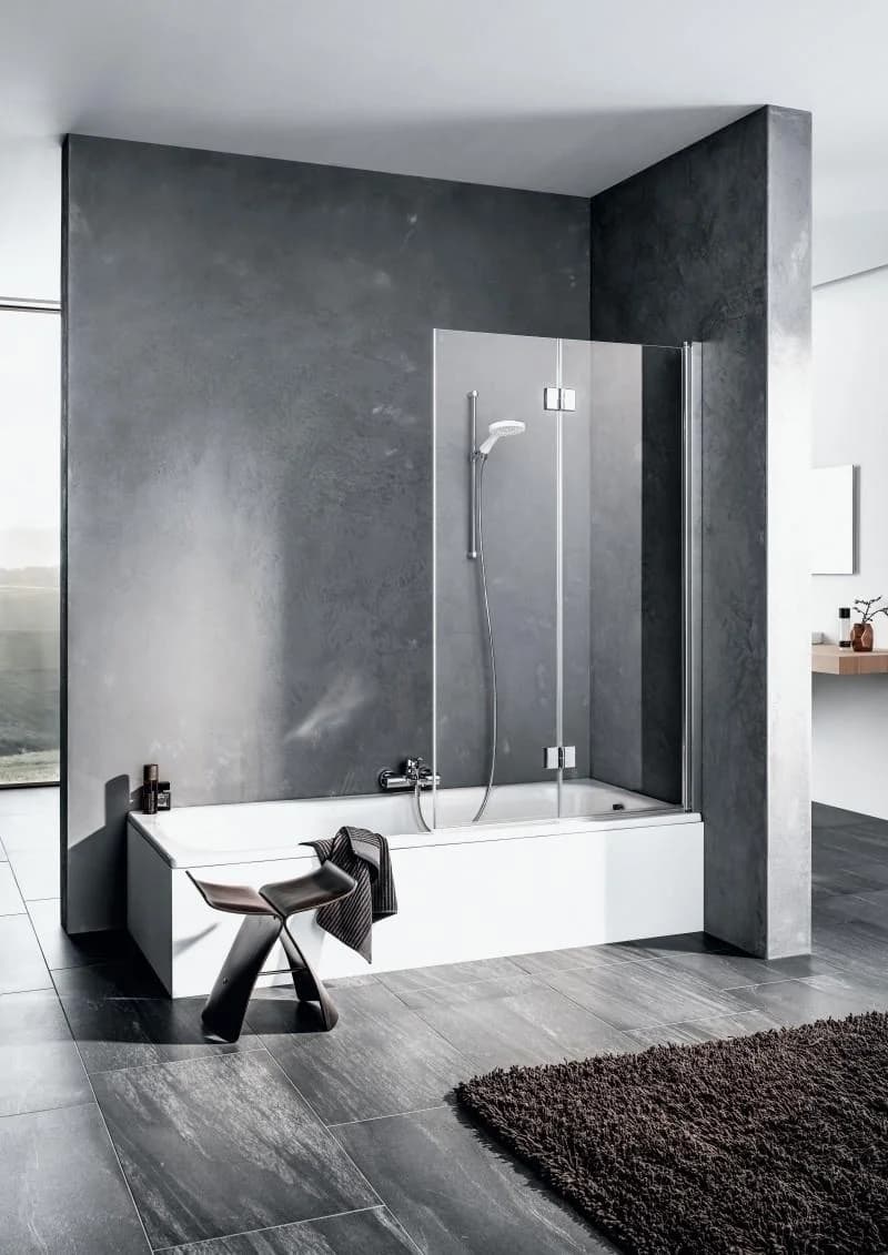 Kermi Liga Badewannen-Faltwand 120x150cm Silber Mattglanz ESG Klar Clean