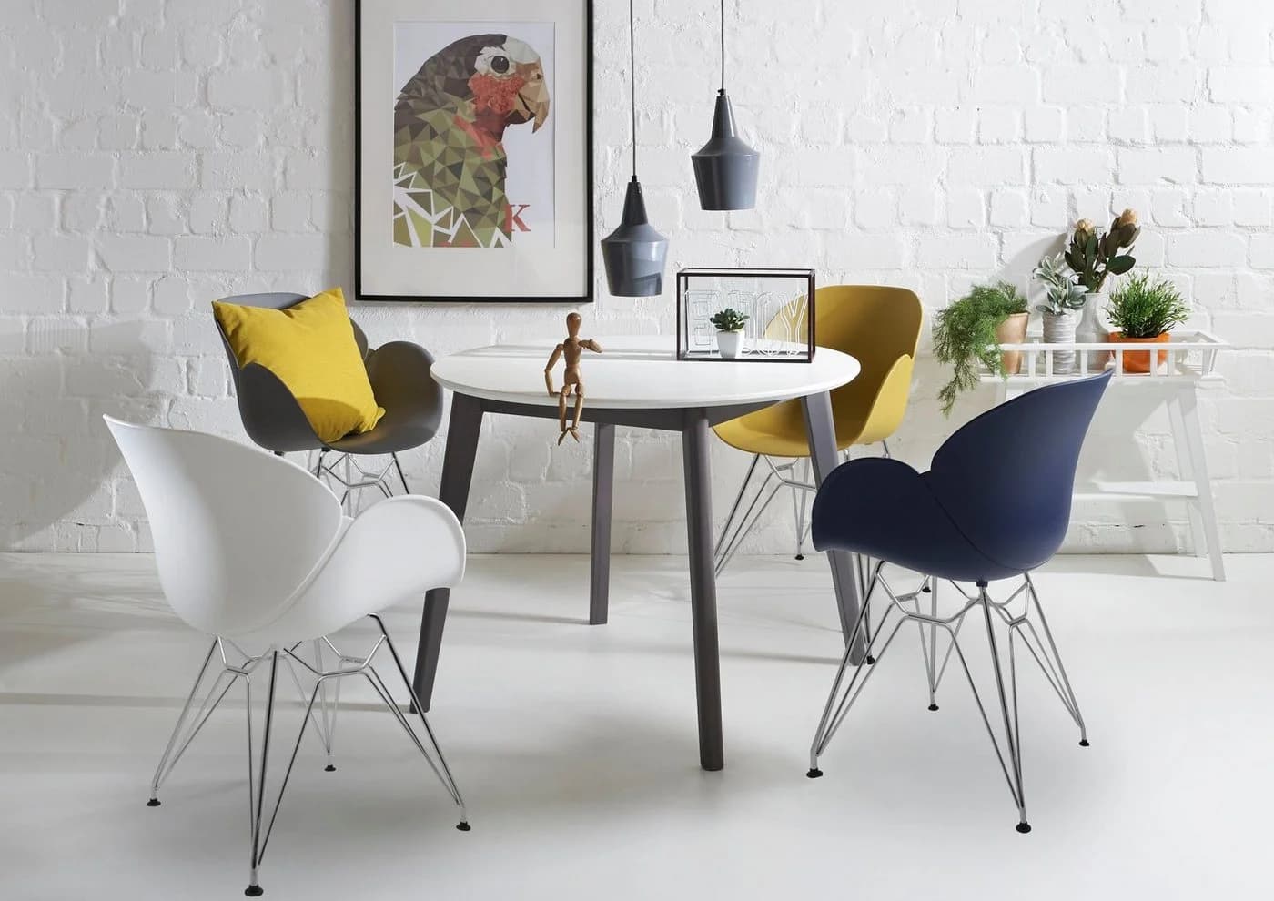 NIEHOFF SITZMÖBEL Schalenstuhl SUSHI Grau 4er Set mit Trapezgestell