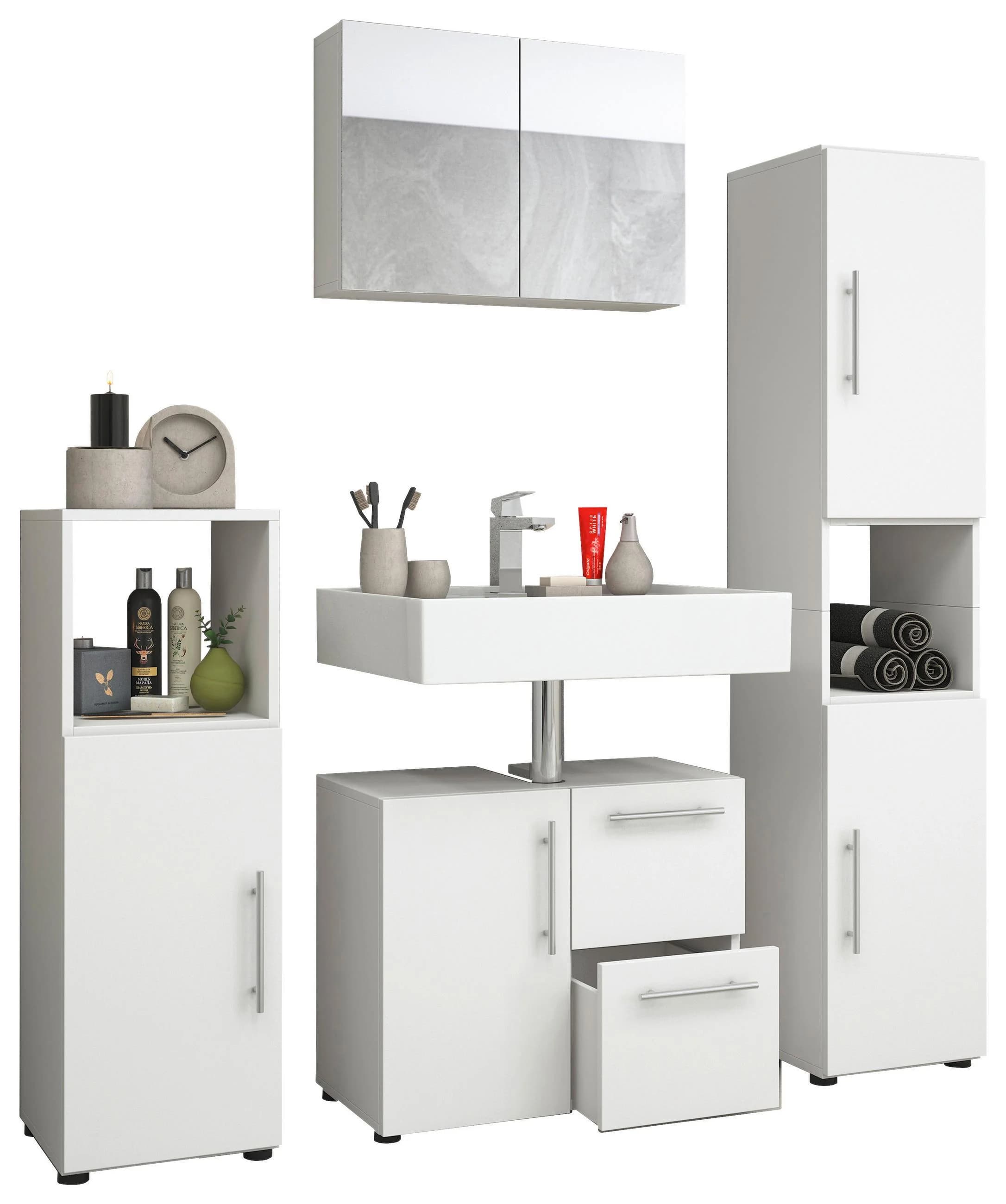 Badezimmer Flandu 4-tlg. Weiß
