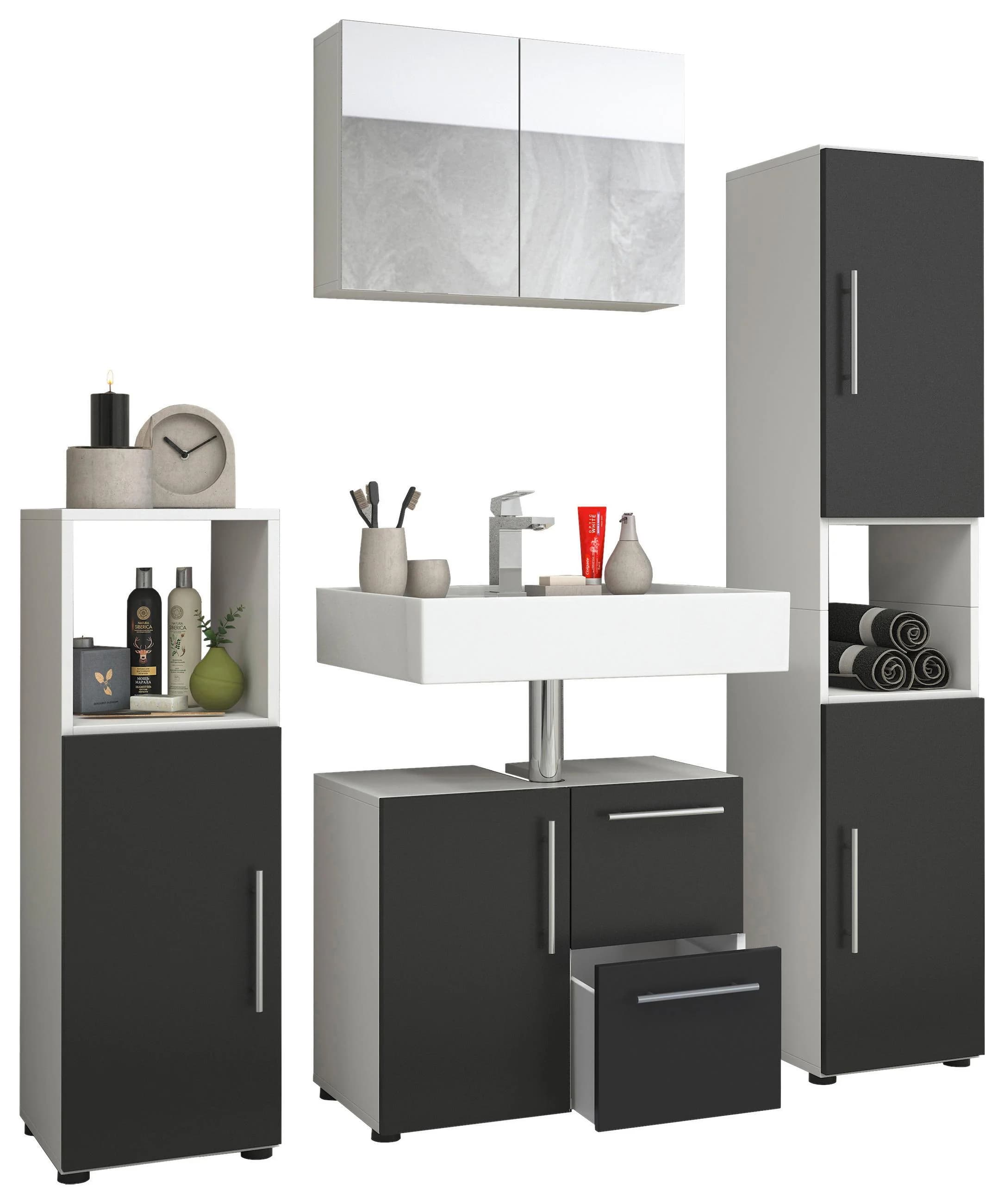 Mömax Badezimmer Flandu ca. 120 cm Weiß/Schwarz