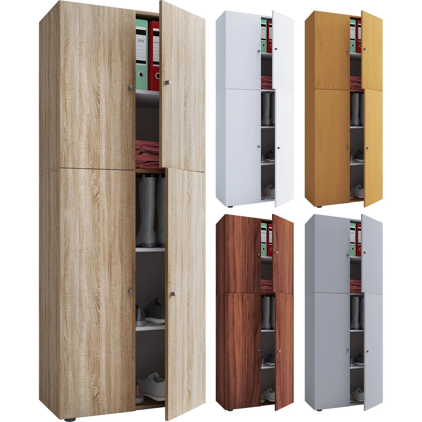 VCM Kleiderschrank Lona Braun Buche Drehtüren 5 Fächer