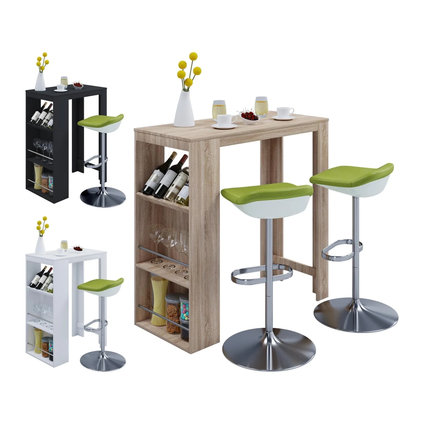 VCM Bartisch Oktola Holz Stehtisch Sonoma-Eiche Braun