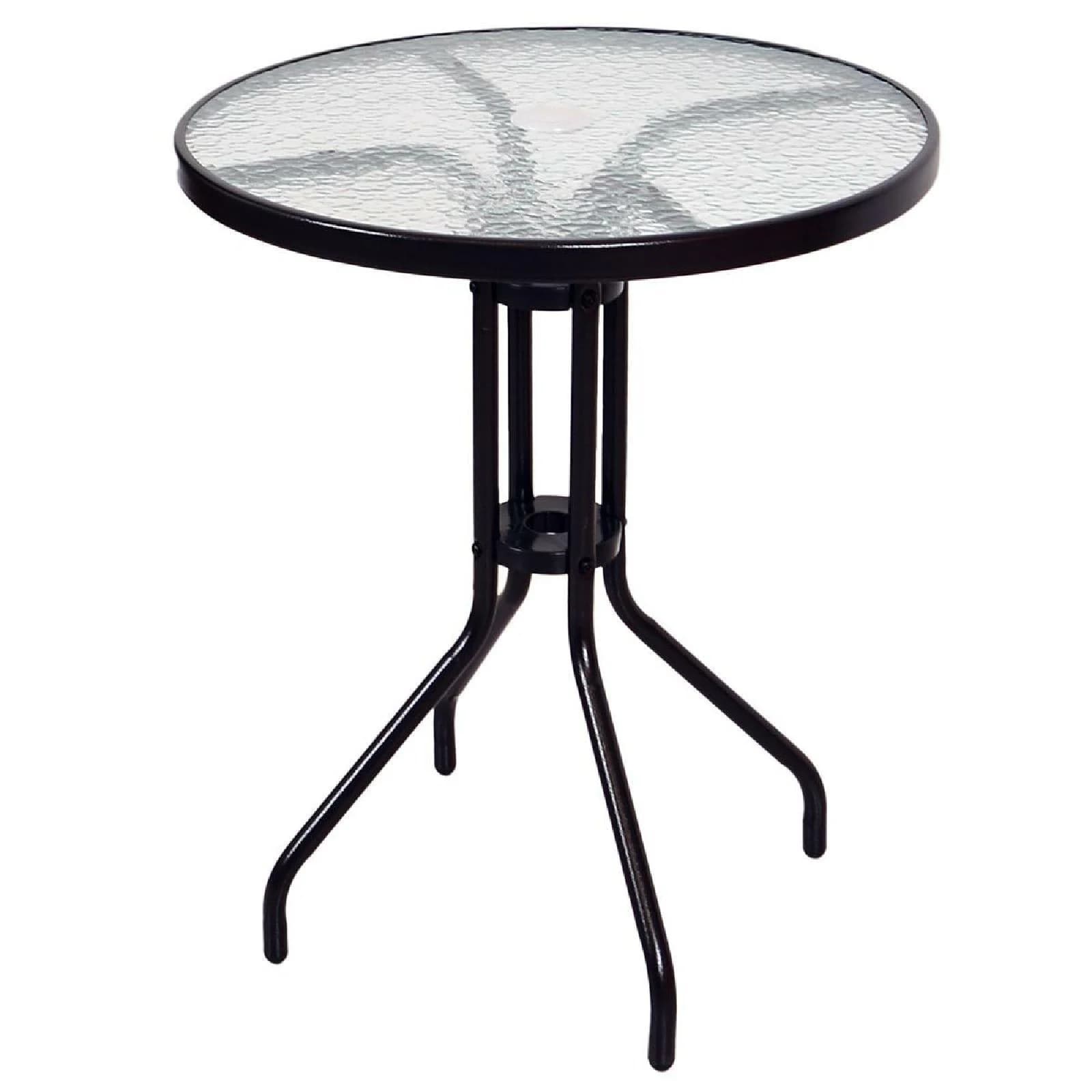 VCM Bistro Tisch mit Glasplatte Braun