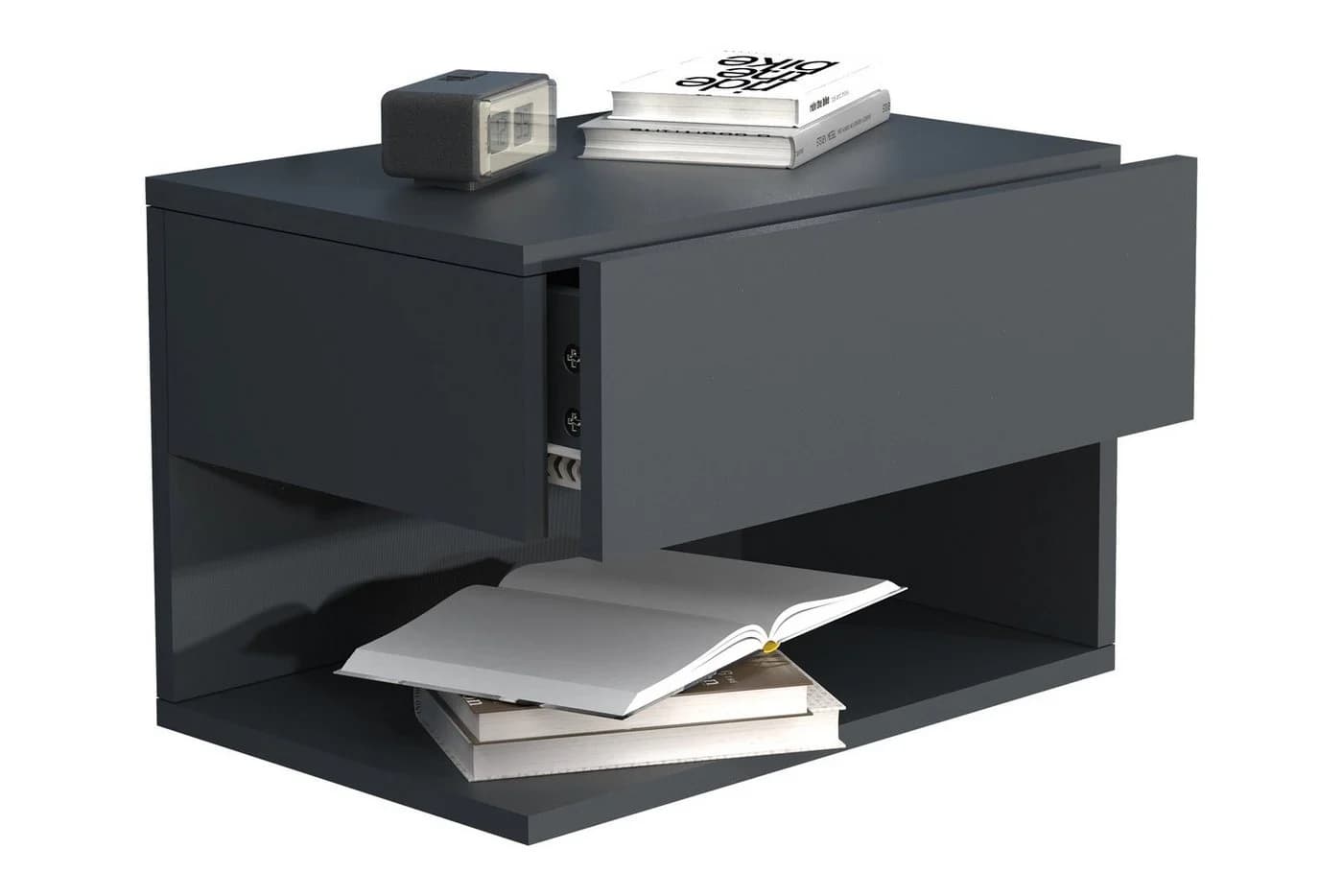 VCM Nachttisch Wandschublade Usal XL Anthrazit Wandboard