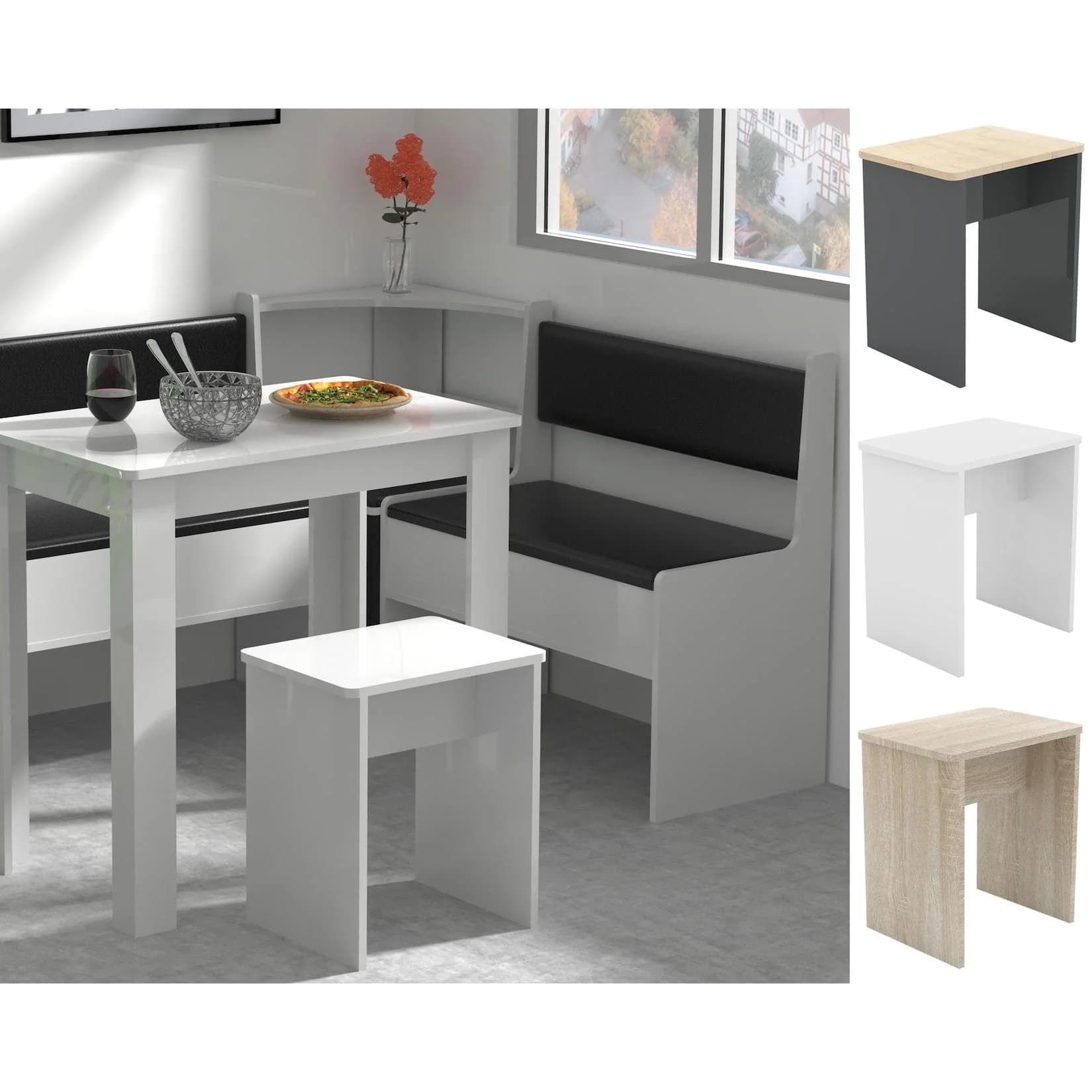 VCM Hocker Esal Weiß Holz Würfel