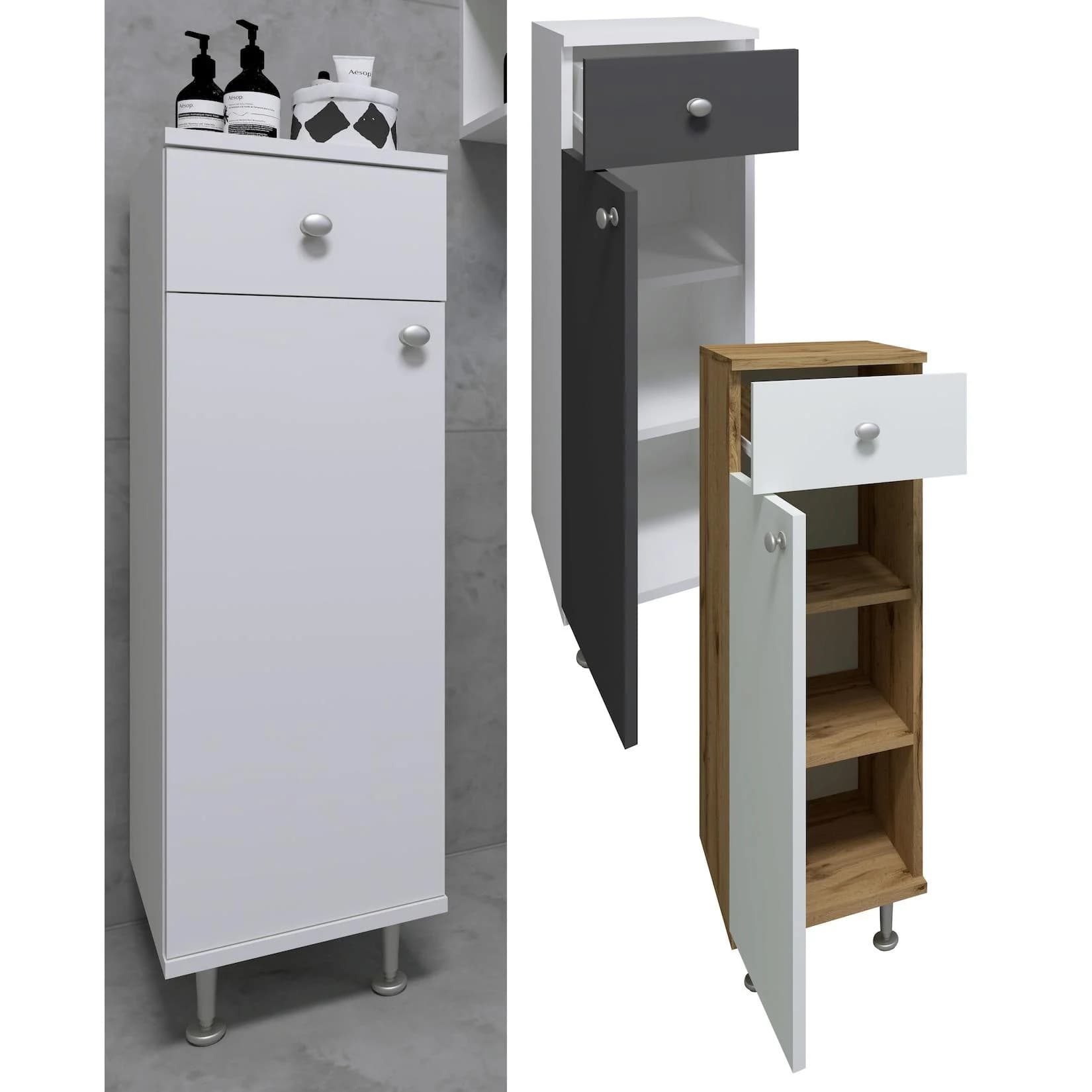 VCM Badschrank Nilosi Midischrank Schwarz/Weiß Anthrazit