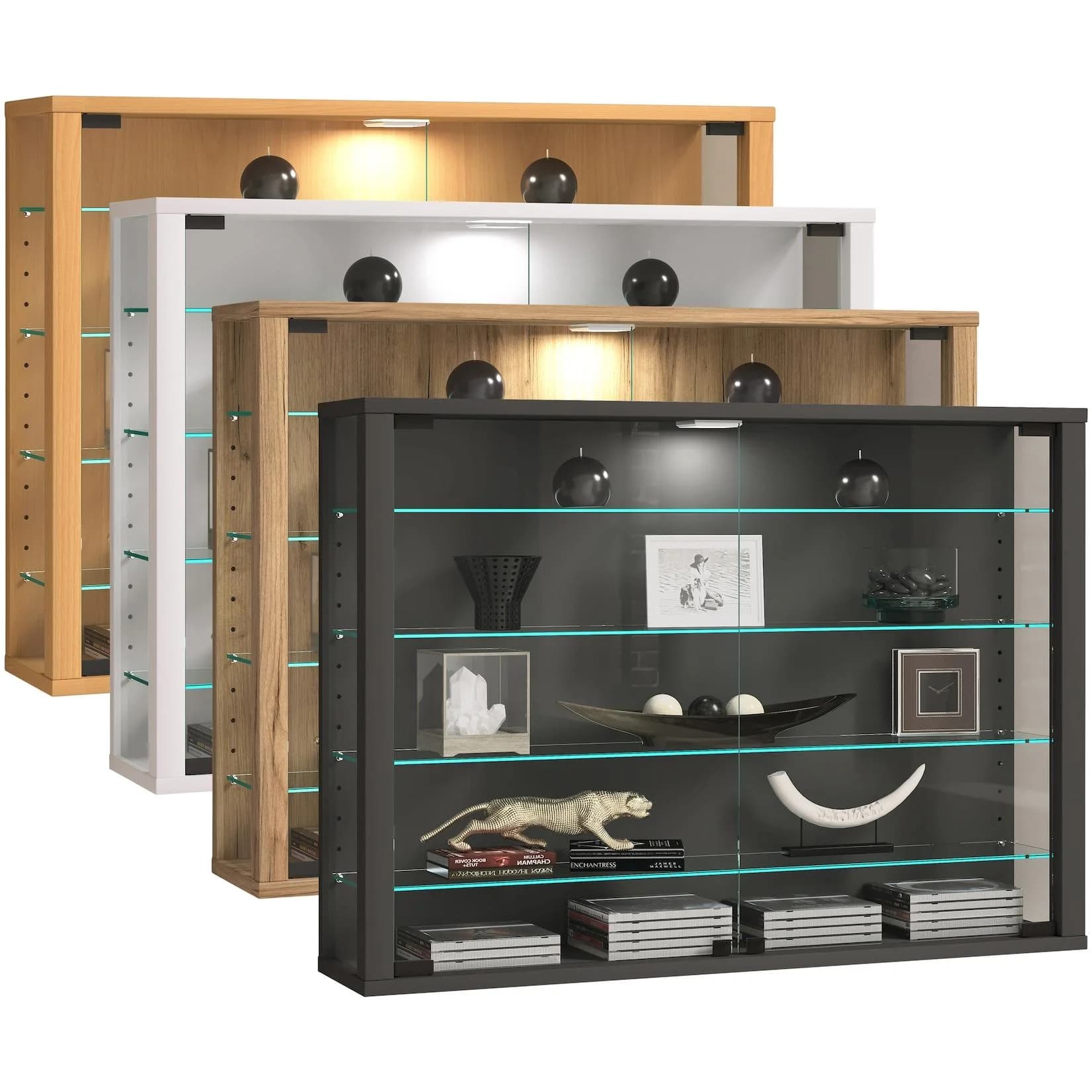 VCM Glasvitrine Vitrosa L Weiß Hängevitrine ESG-Sicherheitsglas