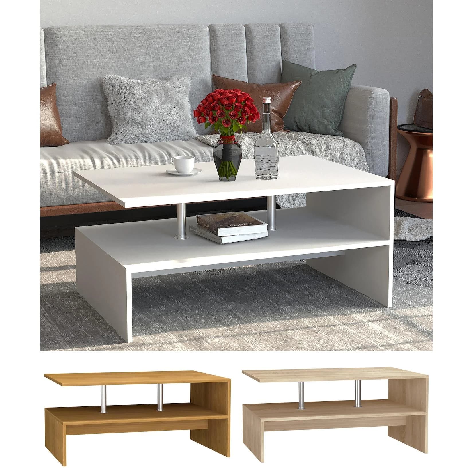VCM Couchtisch Maliso L Braun Buche mit Stauraum