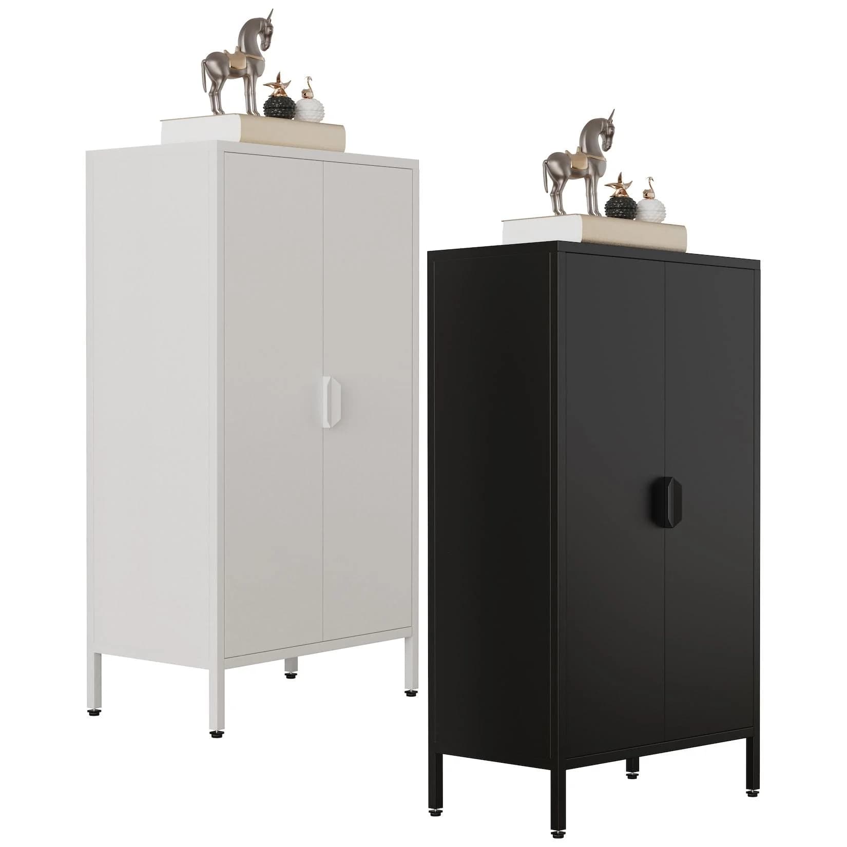VCM Stahl Kommode Sideboard Flokas M Weiß mit Drehtüren