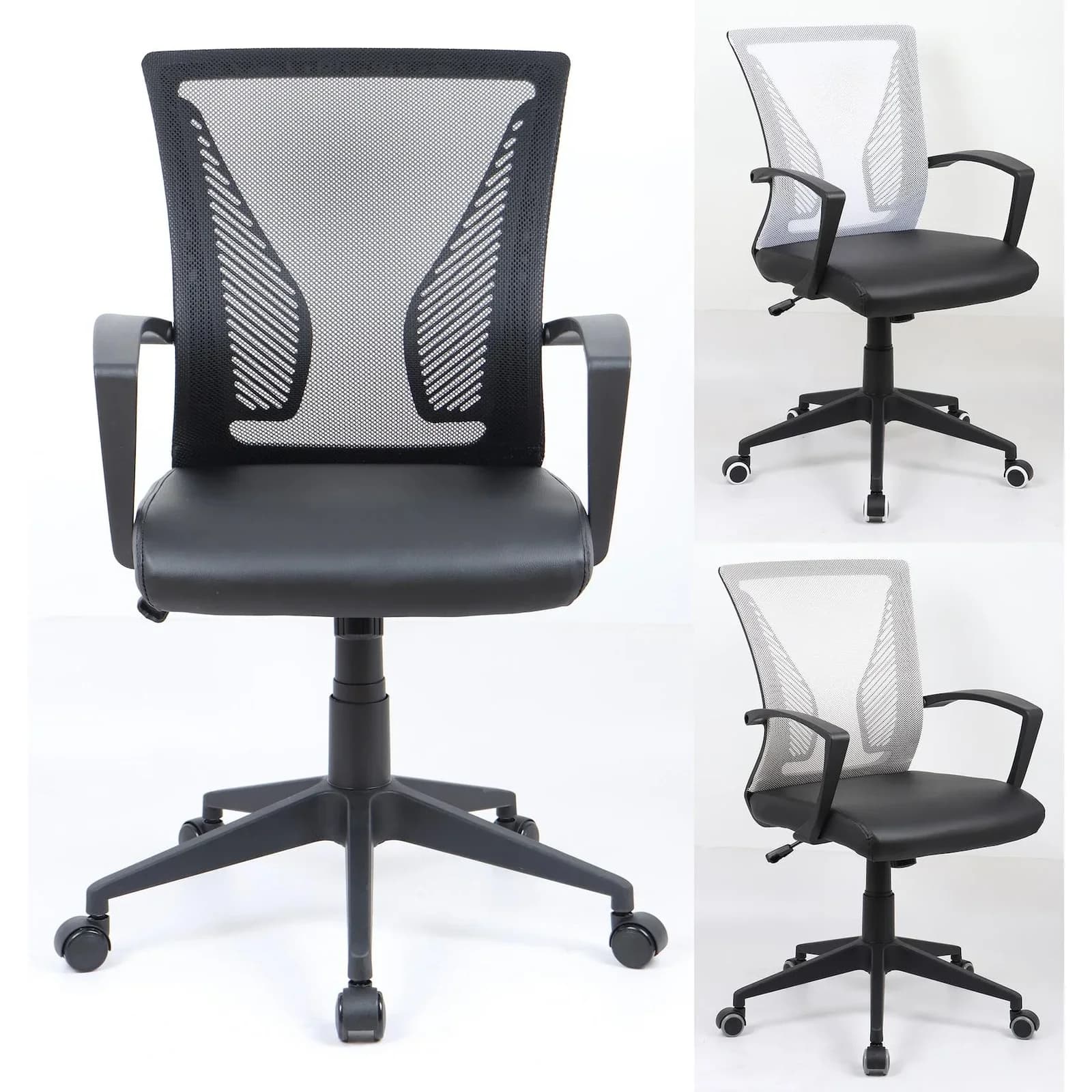 VCM Bürostuhl Offilo PU Grau Schwarz Ergonomisch Drehstuhl