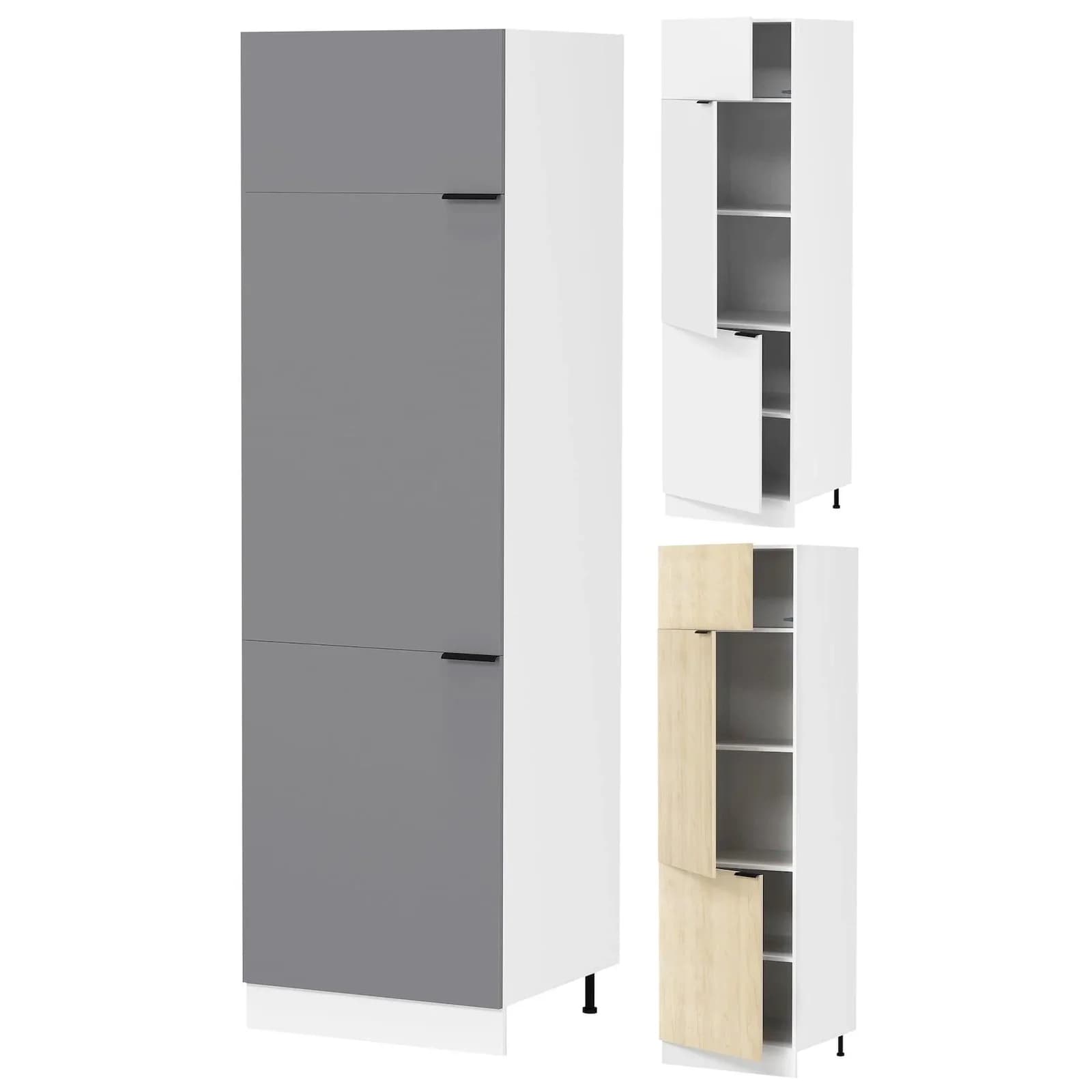 VCM Hochschrank Fasola Küche 60cm Weiß Honig-Eiche